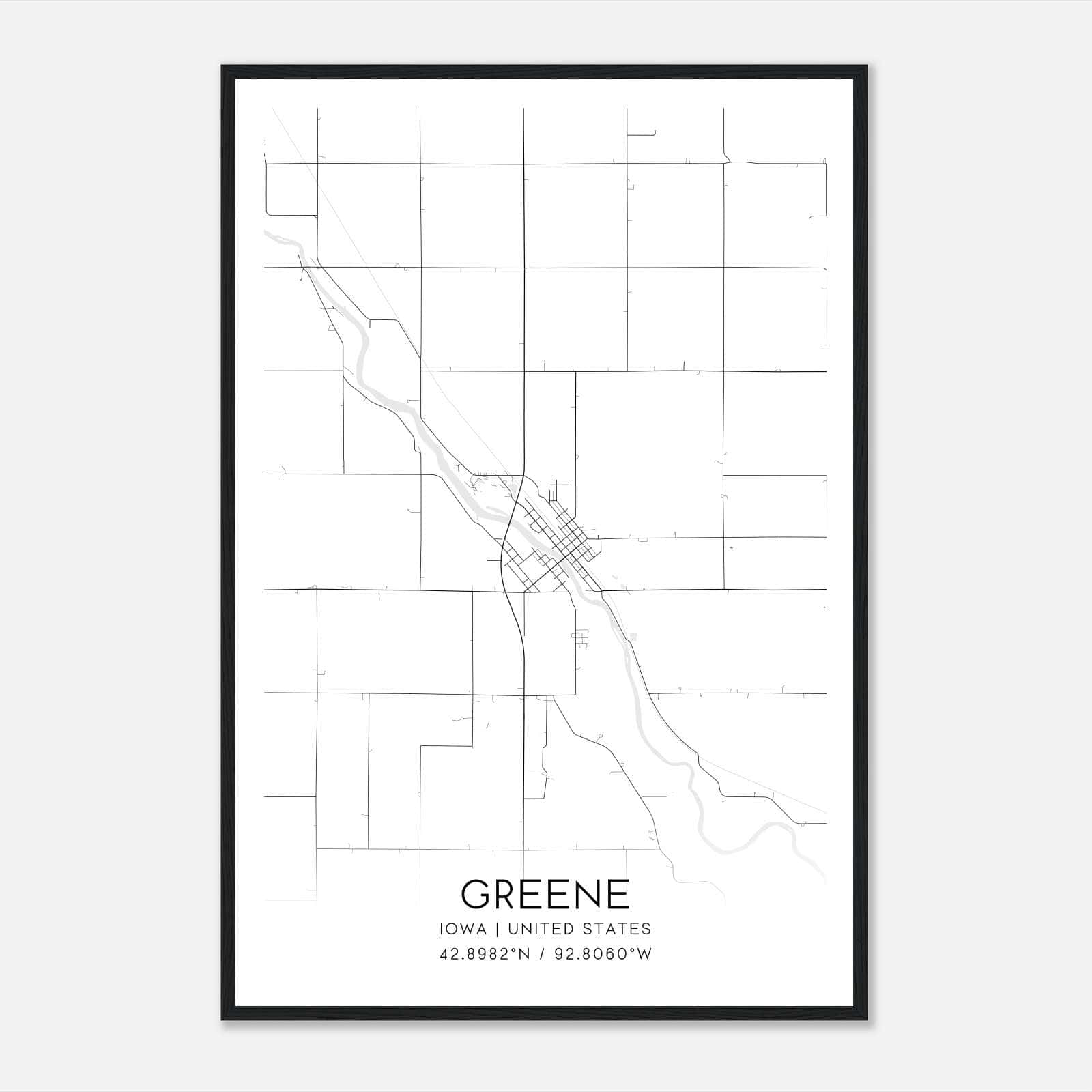 Greene Iowa Map Poster, Modern Home Decor Wall Art Print Greene Iowa Map Poster, Modern Home Decor Wall Art Print
