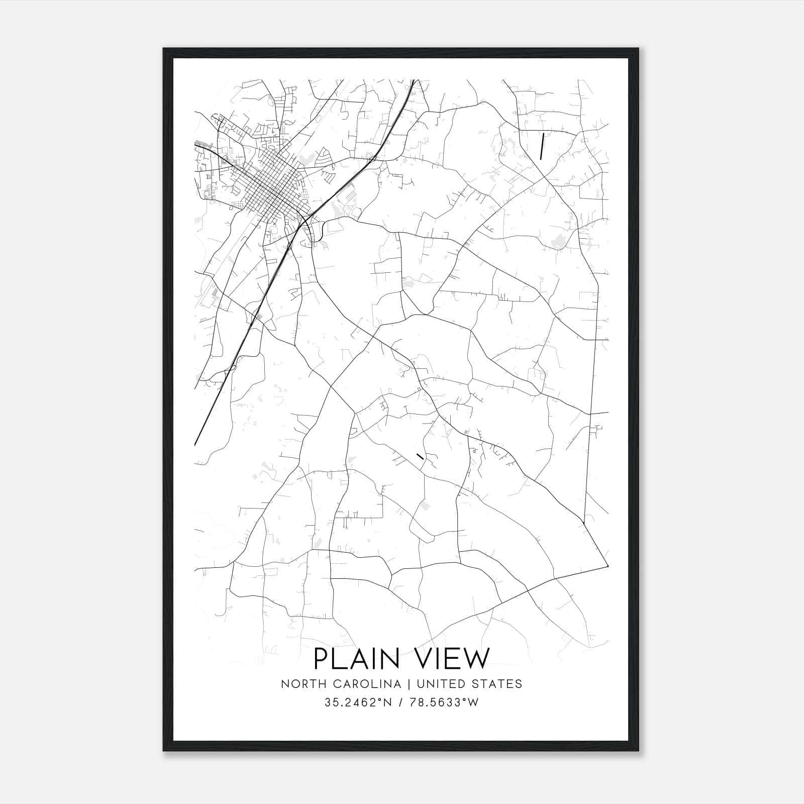 Plain View North Carolina Map Poster, Modern Home Decor Wall Art Print Plain View North Carolina Map Poster, Modern Home Decor Wall Art Print