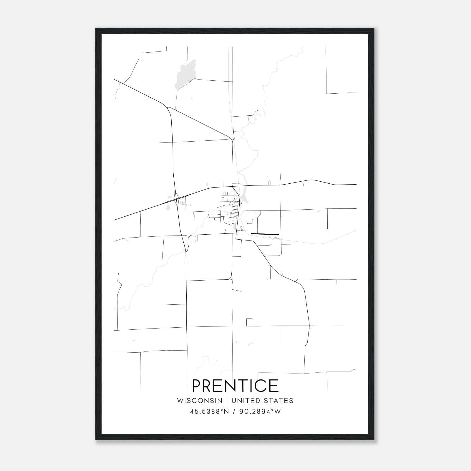 Prentice Wisconsin Map Poster, Modern Home Decor Wall Art Print Prentice Wisconsin Map Poster, Modern Home Decor Wall Art Print