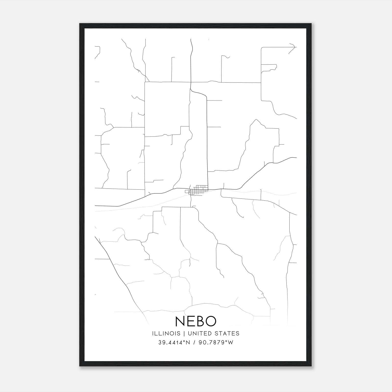 Nebo Illinois Map Poster, Modern Home Decor Wall Art Print Nebo Illinois Map Poster, Modern Home Decor Wall Art Print
