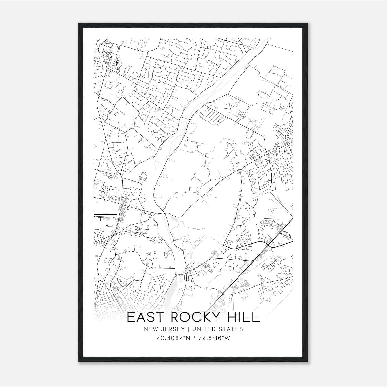 East Rocky Hill New Jersey Map Poster, Modern Home Decor Wall Art Print East Rocky Hill New Jersey Map Poster, Modern Home Decor Wall Art Print