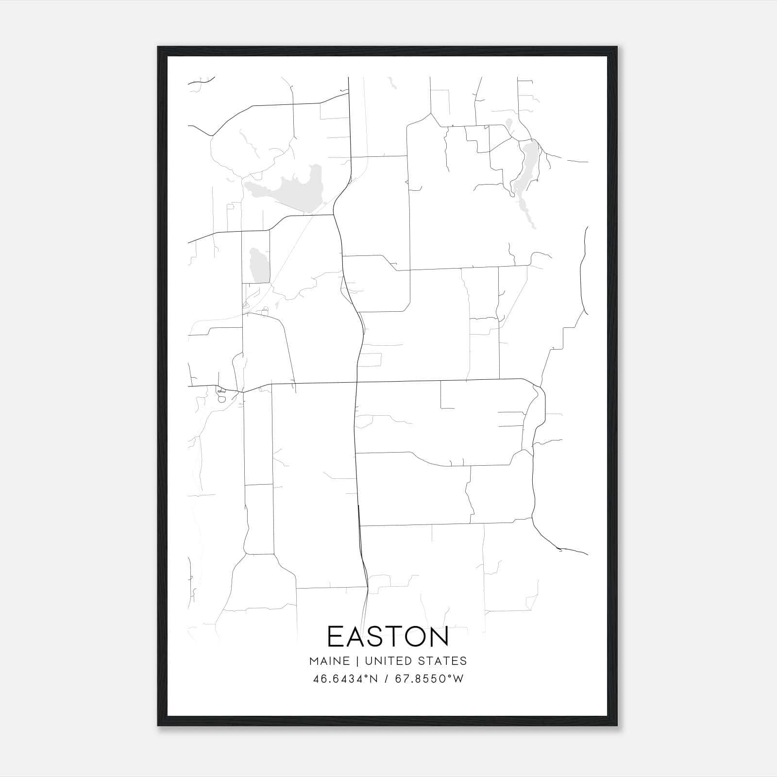 Easton Maine Map Poster, Modern Home Decor Wall Art Print Easton Maine Map Poster, Modern Home Decor Wall Art Print