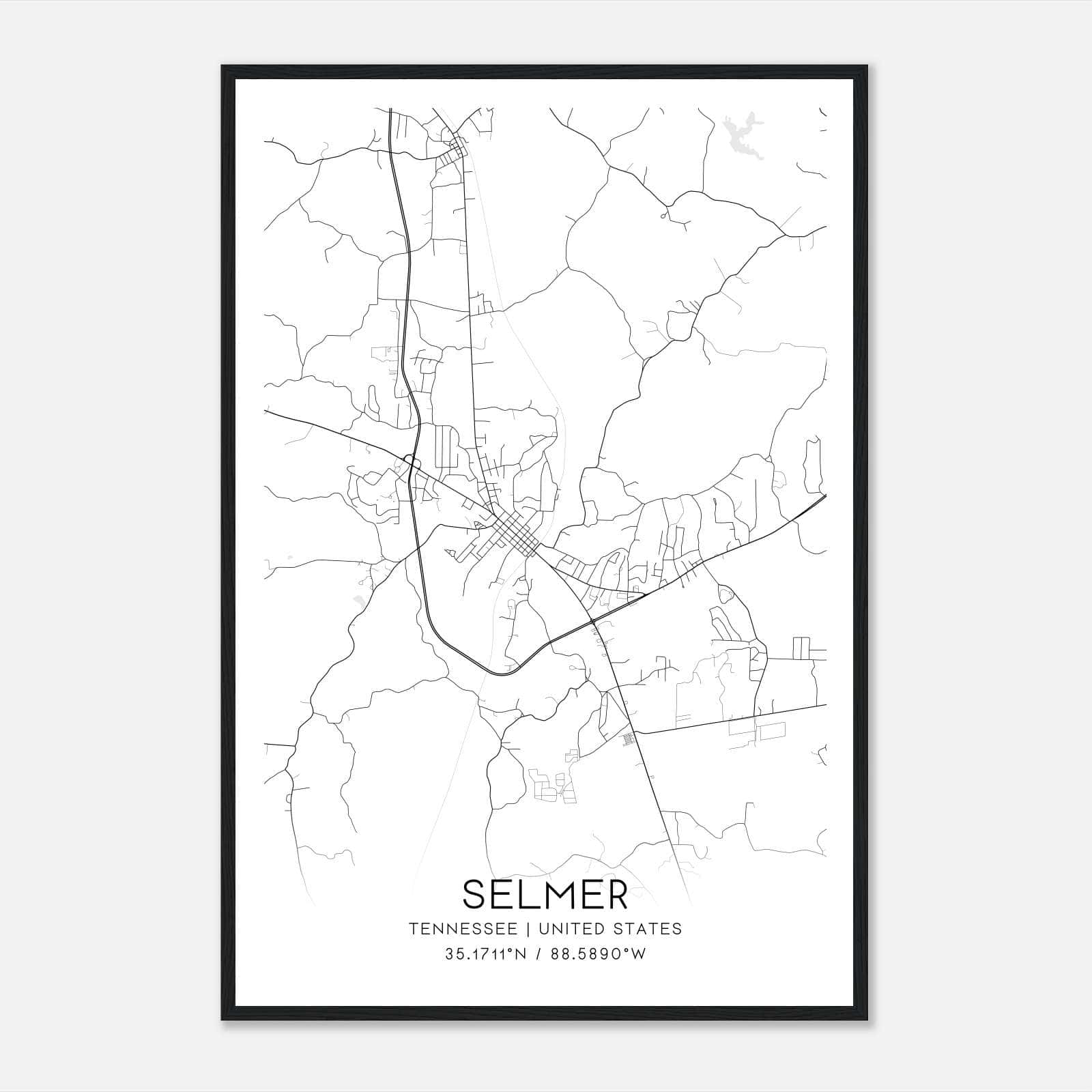 Selmer Tennessee Map Poster, Modern Home Decor Wall Art Print Selmer Tennessee Map Poster, Modern Home Decor Wall Art Print