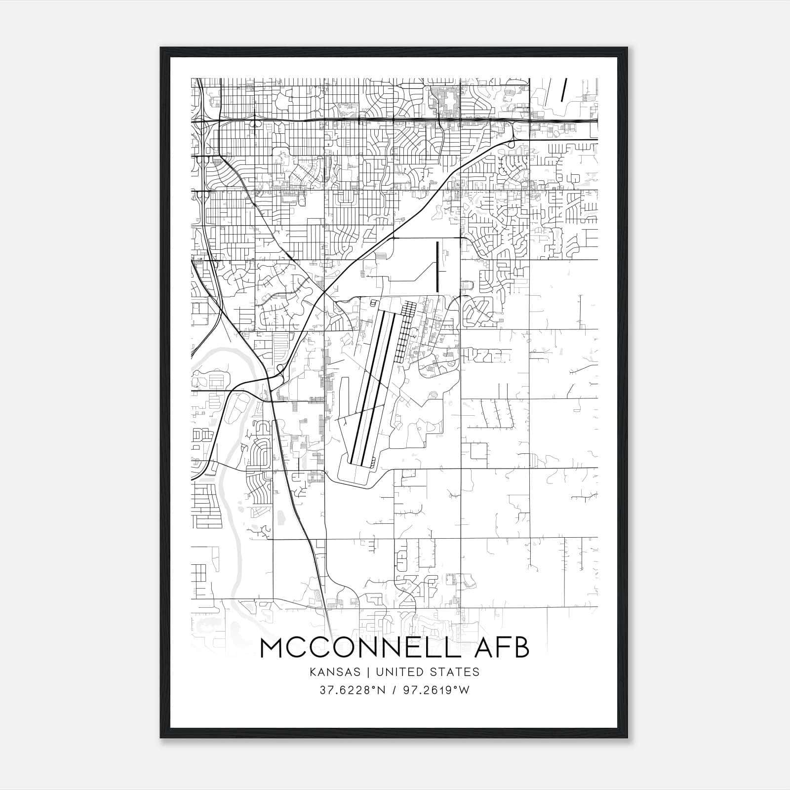 Mcconnell Afb Kansas Map Poster, Modern Home Decor Wall Art Print Mcconnell Afb Kansas Map Poster, Modern Home Decor Wall Art Print
