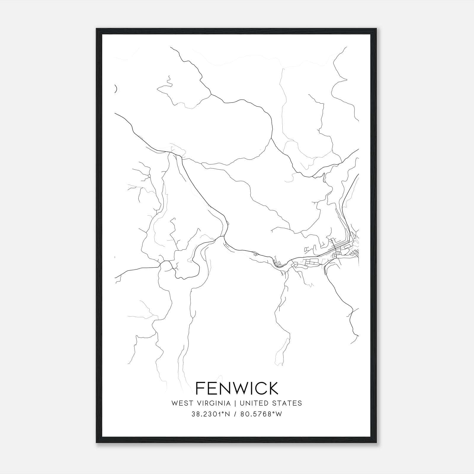 Fenwick West Virginia Map Poster, Modern Home Decor Wall Art Print Fenwick West Virginia Map Poster, Modern Home Decor Wall Art Print