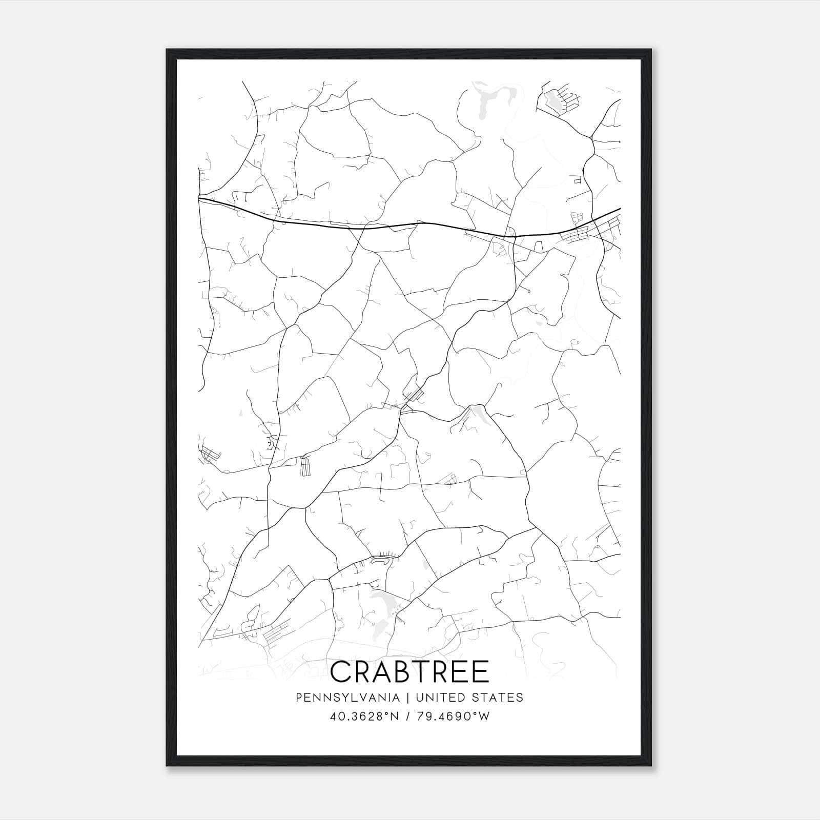 Crabtree Pennsylvania Map Poster, Modern Home Decor Wall Art Print Crabtree Pennsylvania Map Poster, Modern Home Decor Wall Art Print