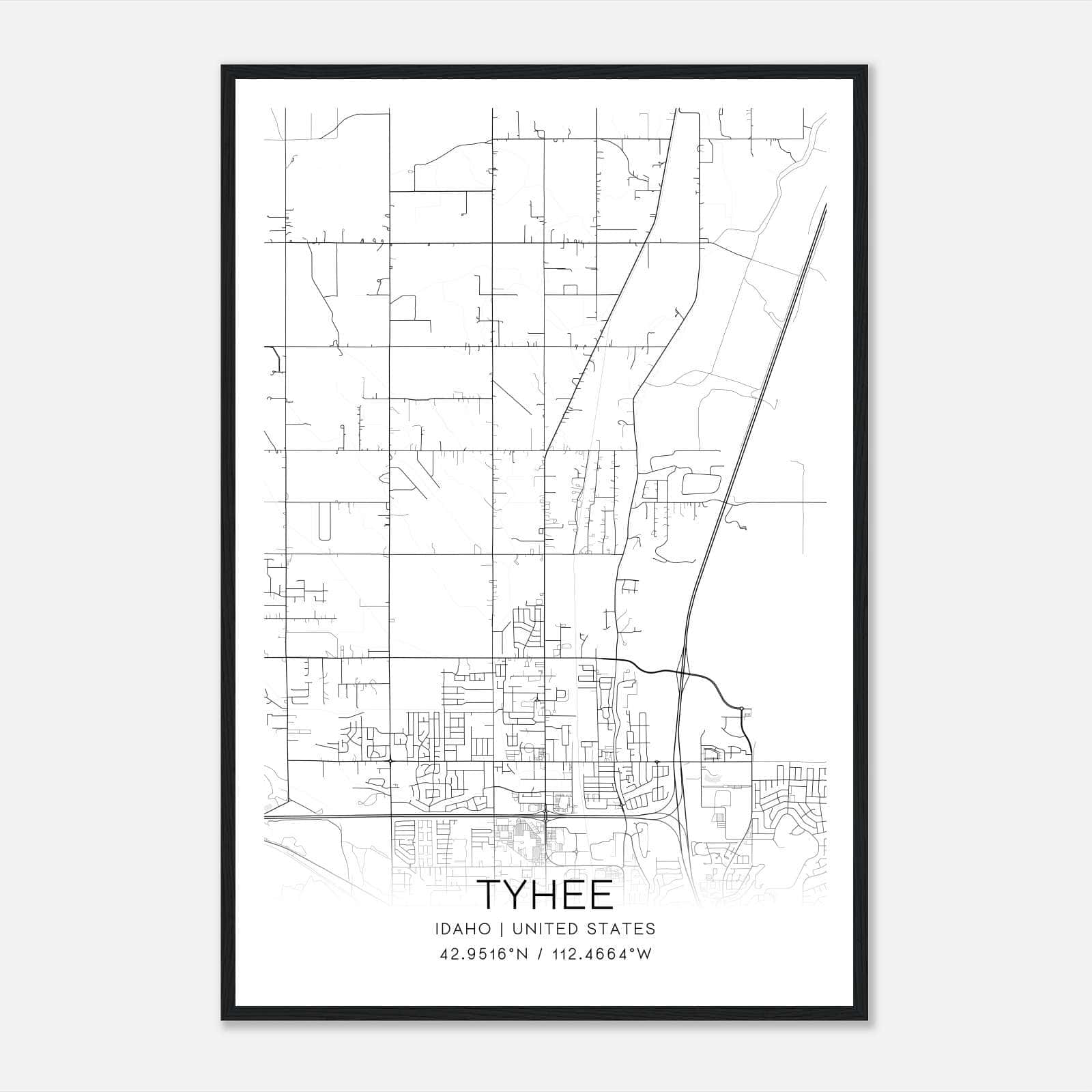 Tyhee Idaho Map Poster, Modern Home Decor Wall Art Print Tyhee Idaho Map Poster, Modern Home Decor Wall Art Print
