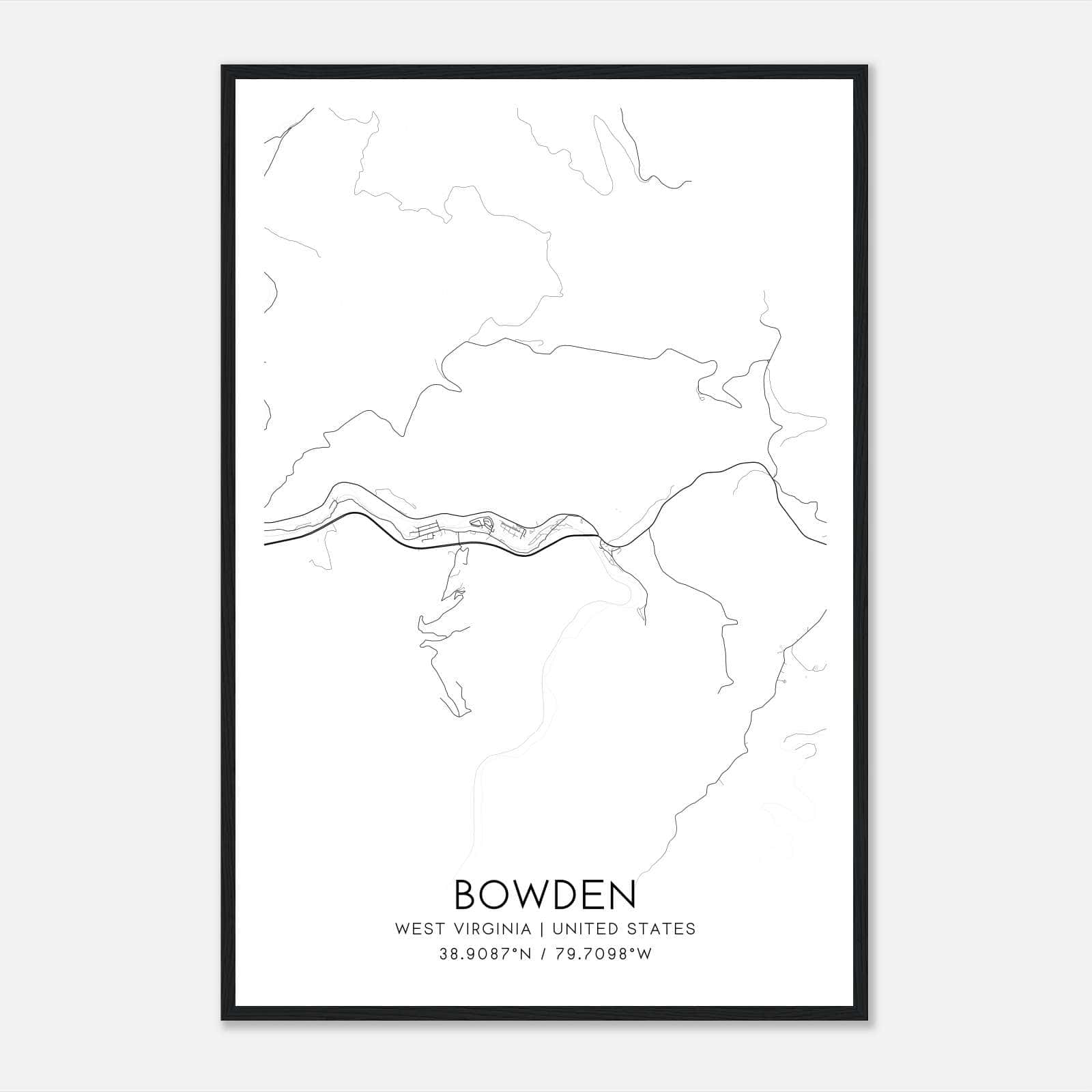 Bowden West Virginia Map Poster, Modern Home Decor Wall Art Print Bowden West Virginia Map Poster, Modern Home Decor Wall Art Print