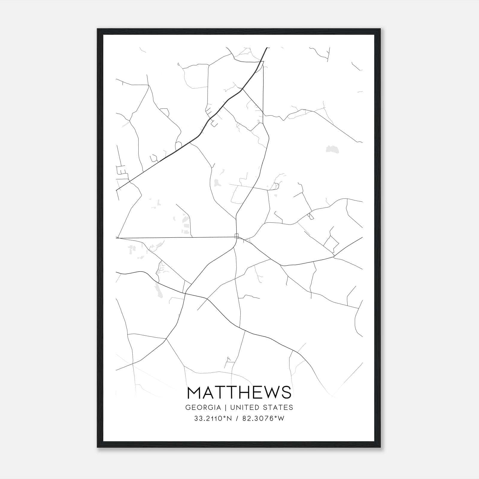 Matthews Georgia Map Poster, Modern Home Decor Wall Art Print Matthews Georgia Map Poster, Modern Home Decor Wall Art Print