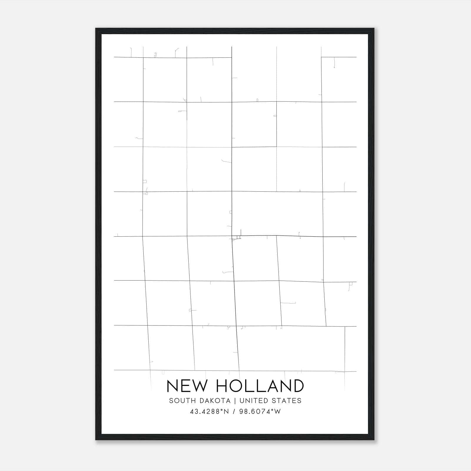 New Holland South Dakota Map Poster, Modern Home Decor Wall Art Print New Holland South Dakota Map Poster, Modern Home Decor Wall Art Print