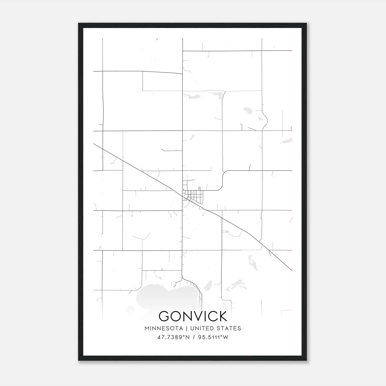 Gonvick Minnesota Map Poster, Modern Home Decor Wall Art Print Gonvick Minnesota Map Poster, Modern Home Decor Wall Art Print