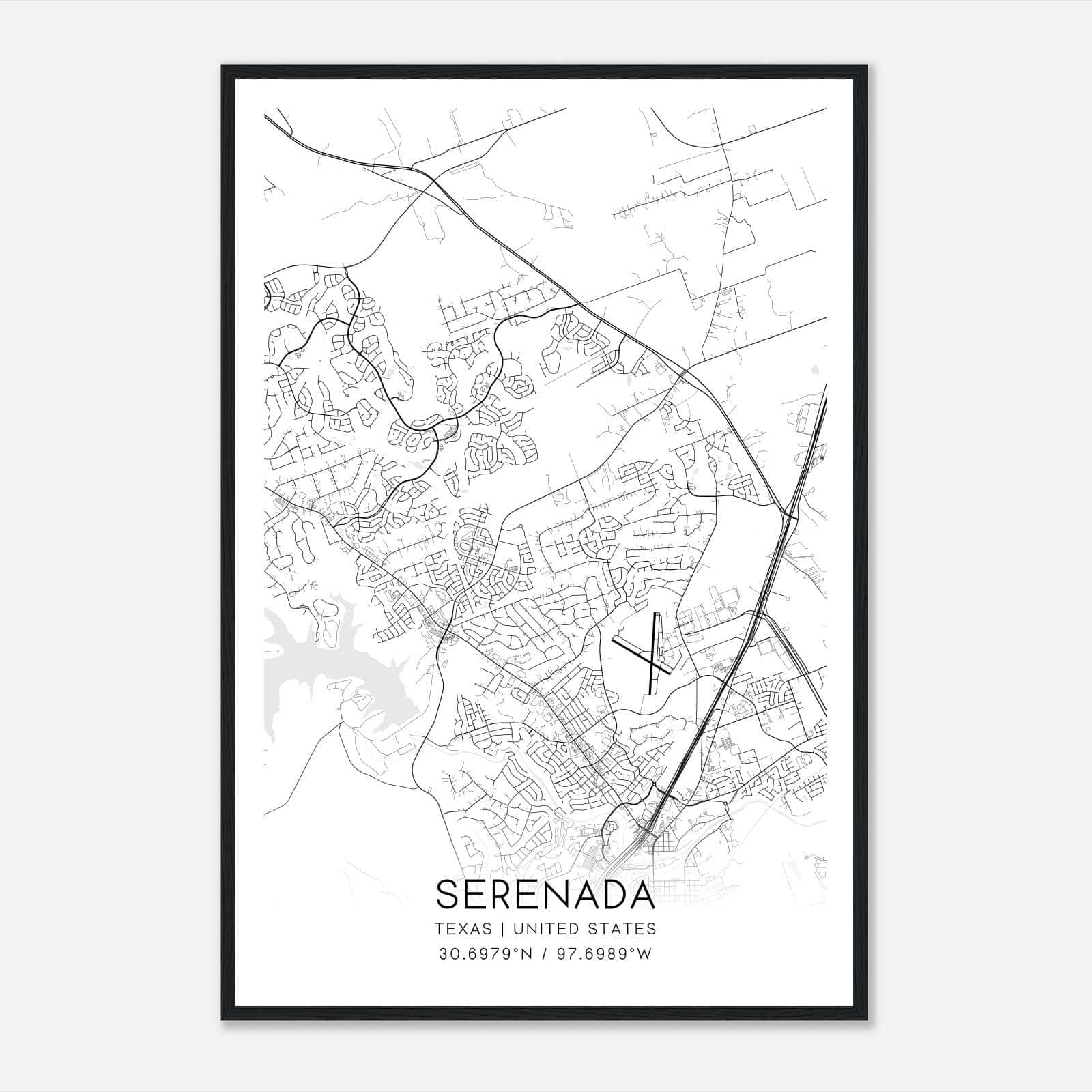 Serenada Texas Map Poster, Modern Home Decor Wall Art Print Serenada Texas Map Poster, Modern Home Decor Wall Art Print