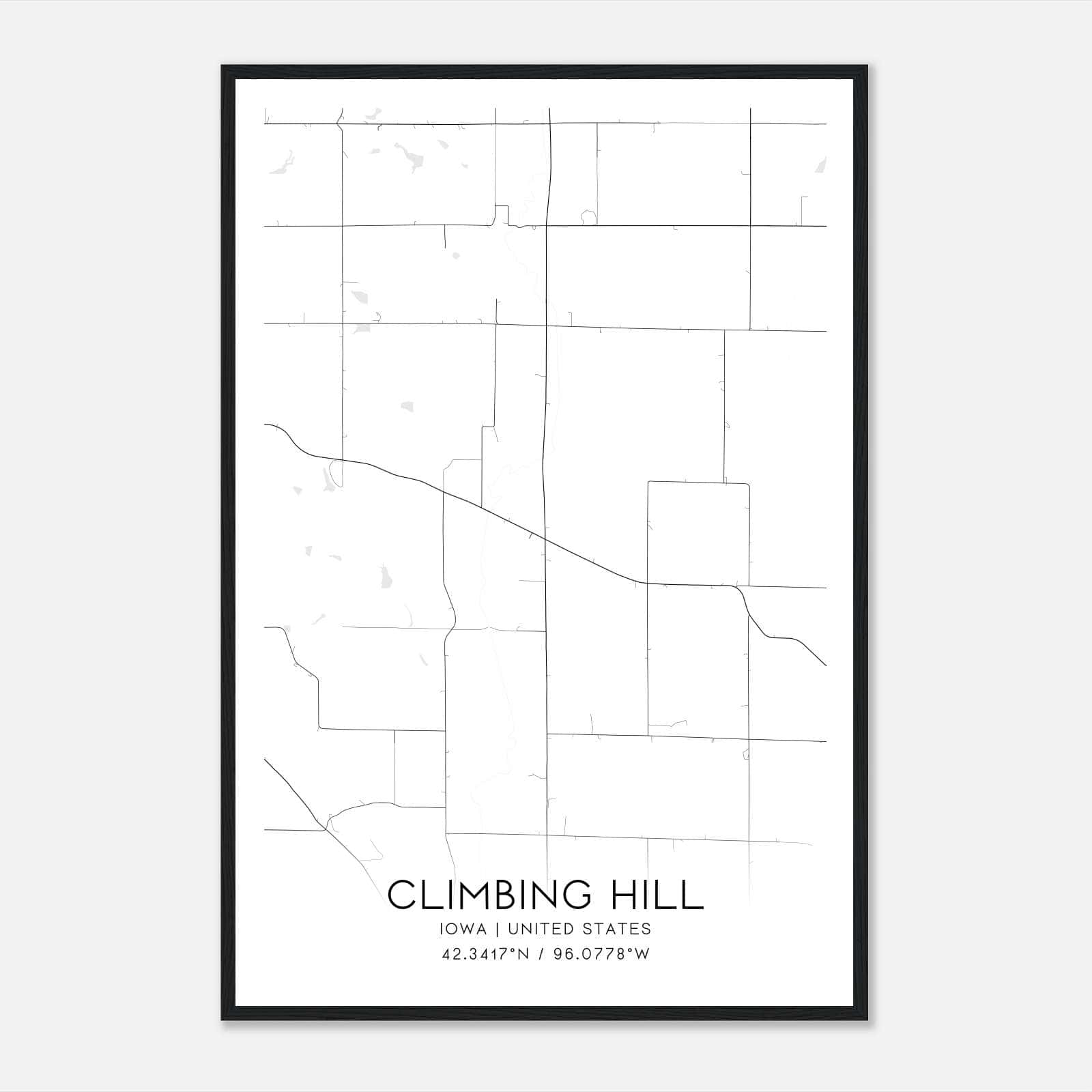 Climbing Hill Iowa Map Poster, Modern Home Decor Wall Art Print Climbing Hill Iowa Map Poster, Modern Home Decor Wall Art Print