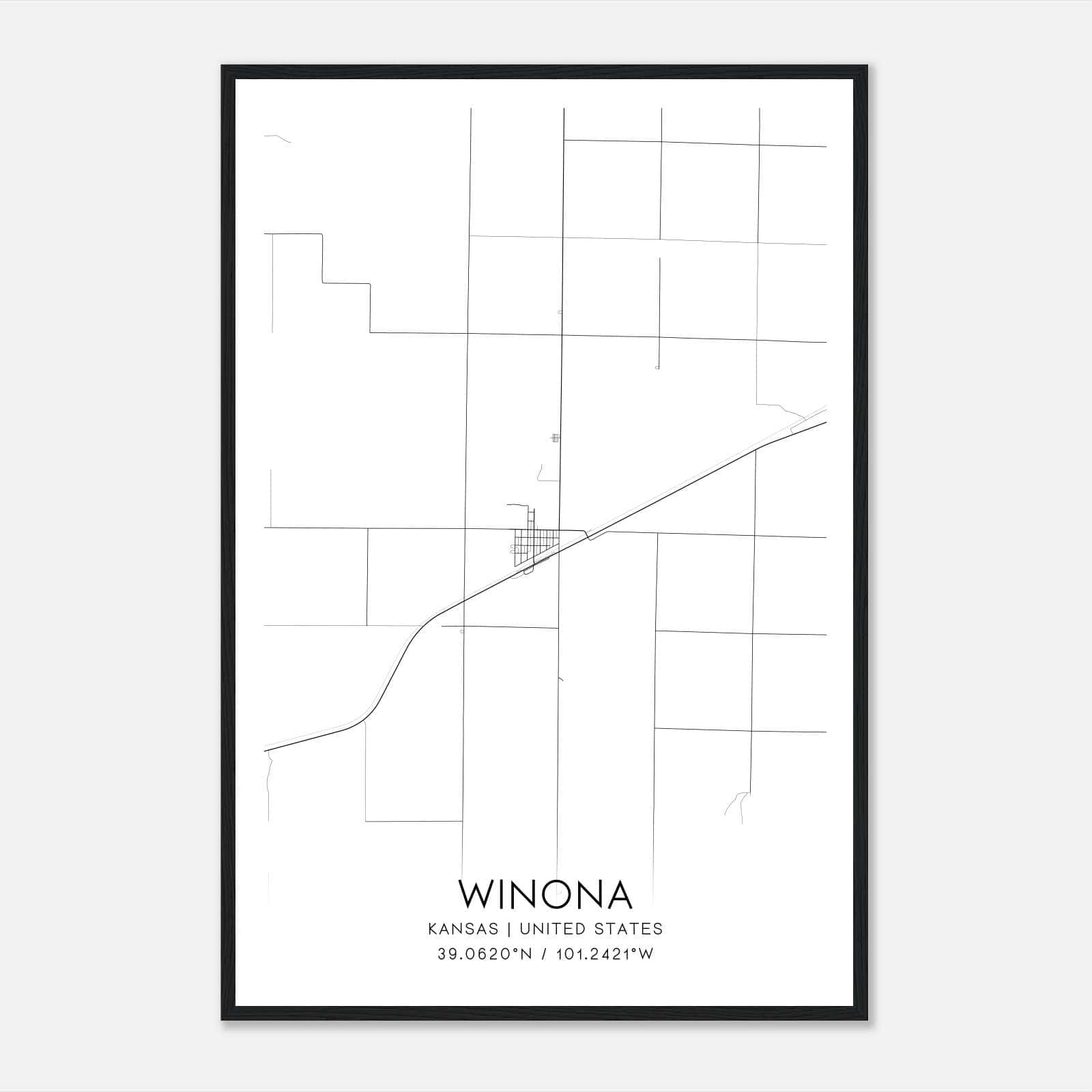 Winona Kansas Map Poster, Modern Home Decor Wall Art Print Winona Kansas Map Poster, Modern Home Decor Wall Art Print