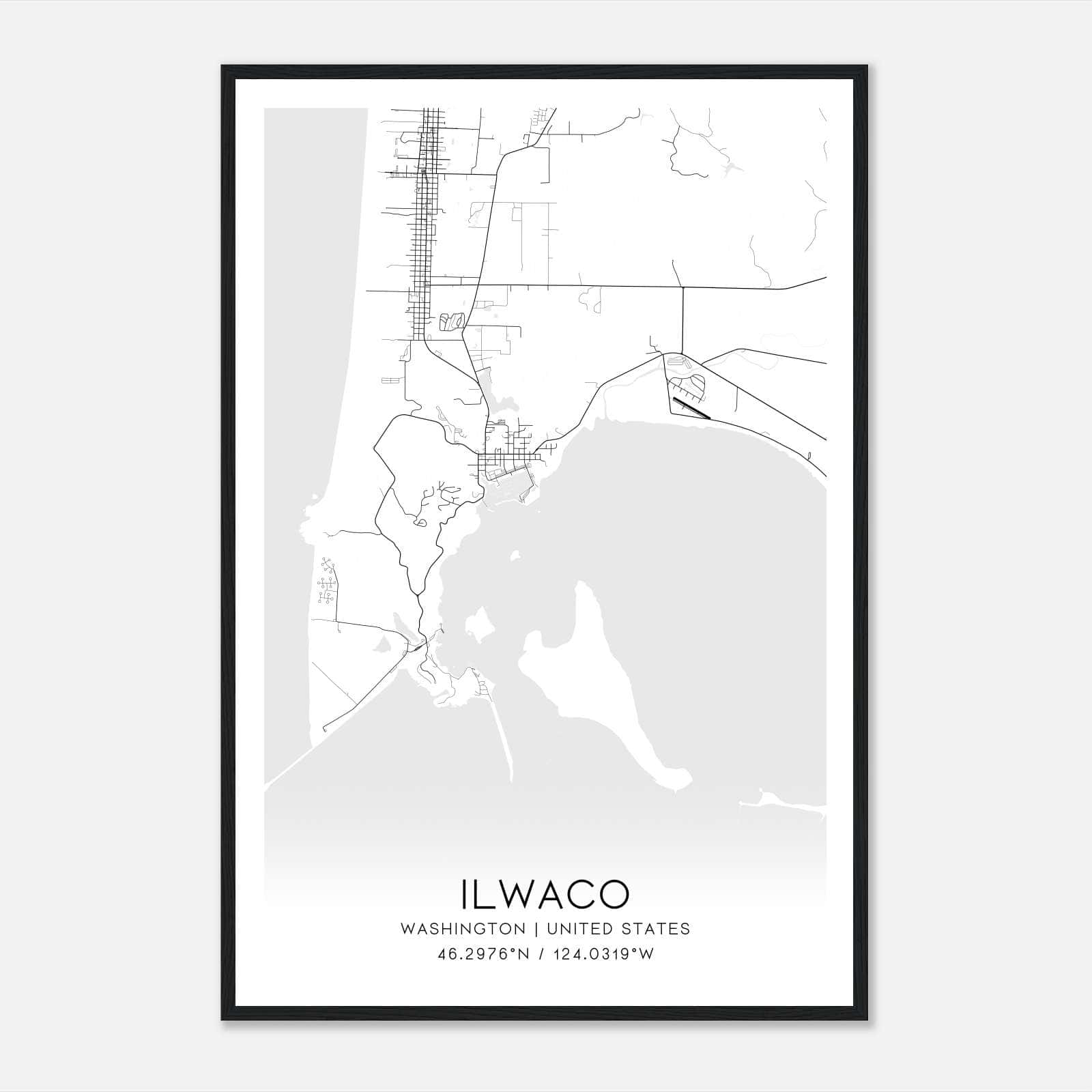 Ilwaco Washington Map Poster, Modern Home Decor Wall Art Print Ilwaco Washington Map Poster, Modern Home Decor Wall Art Print