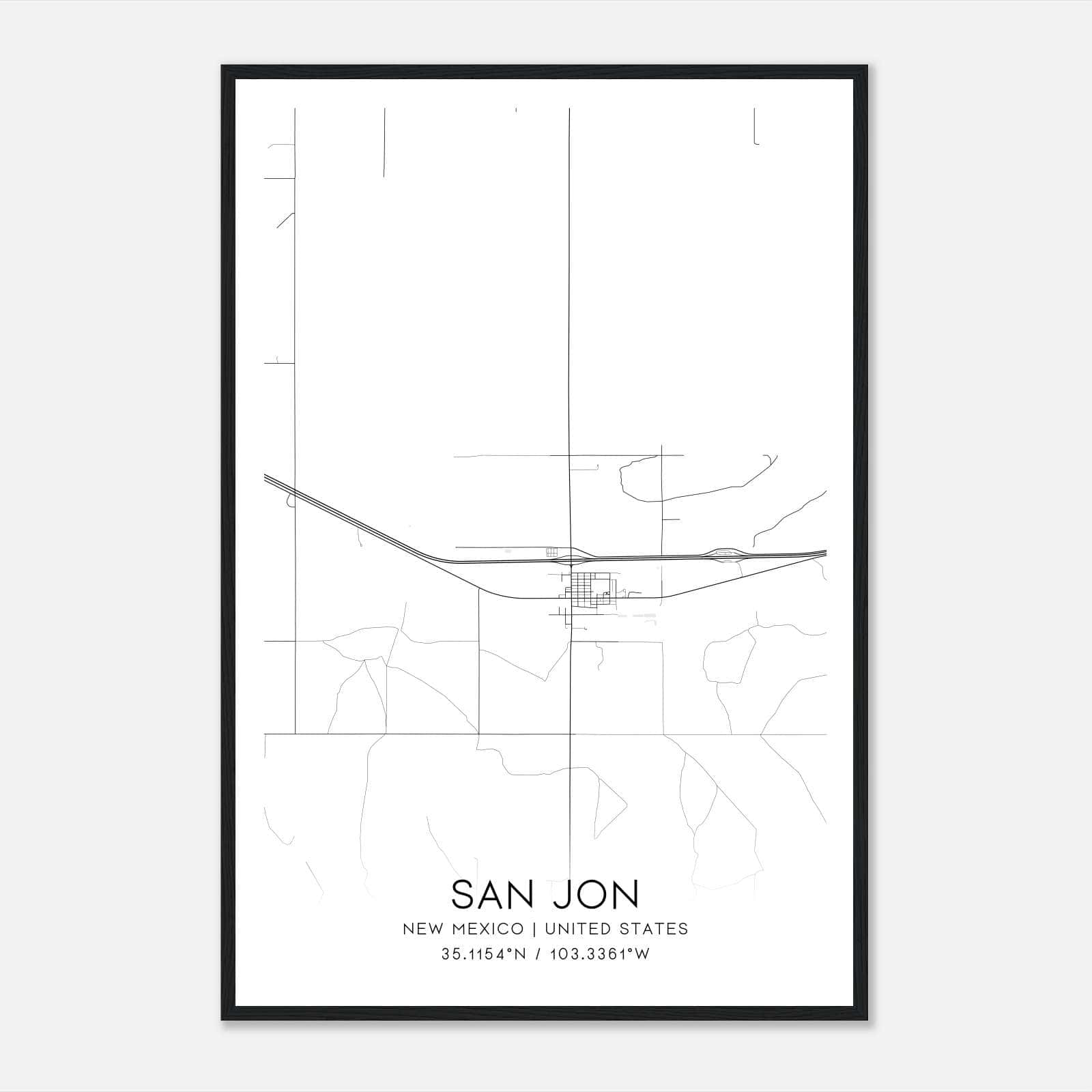 San Jon New Mexico Map Poster, Modern Home Decor Wall Art Print San Jon New Mexico Map Poster, Modern Home Decor Wall Art Print