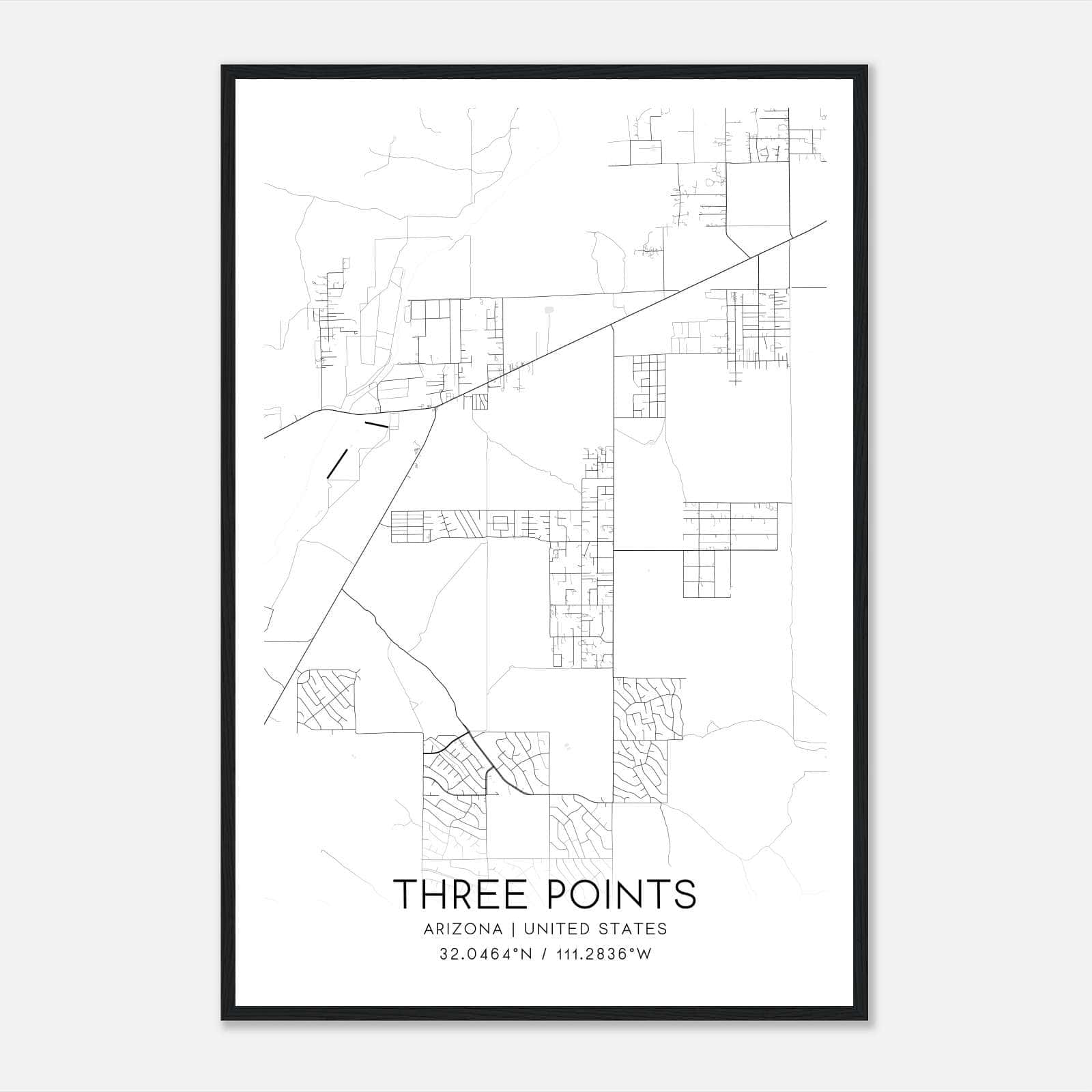Three Points Arizona Map Poster, Modern Home Decor Wall Art Print Three Points Arizona Map Poster, Modern Home Decor Wall Art Print