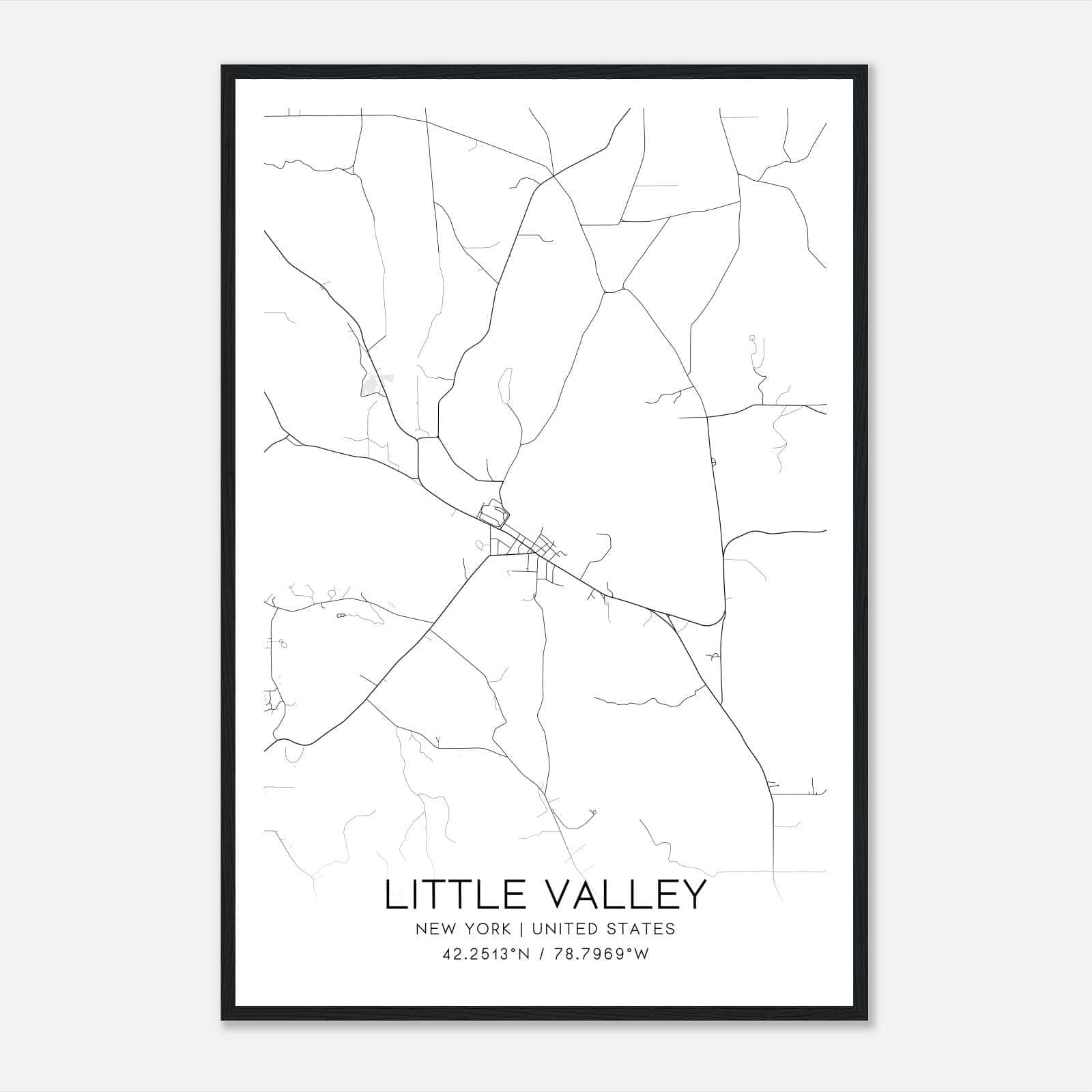 Little Valley New York Map Poster, Modern Home Decor Wall Art Print Little Valley New York Map Poster, Modern Home Decor Wall Art Print