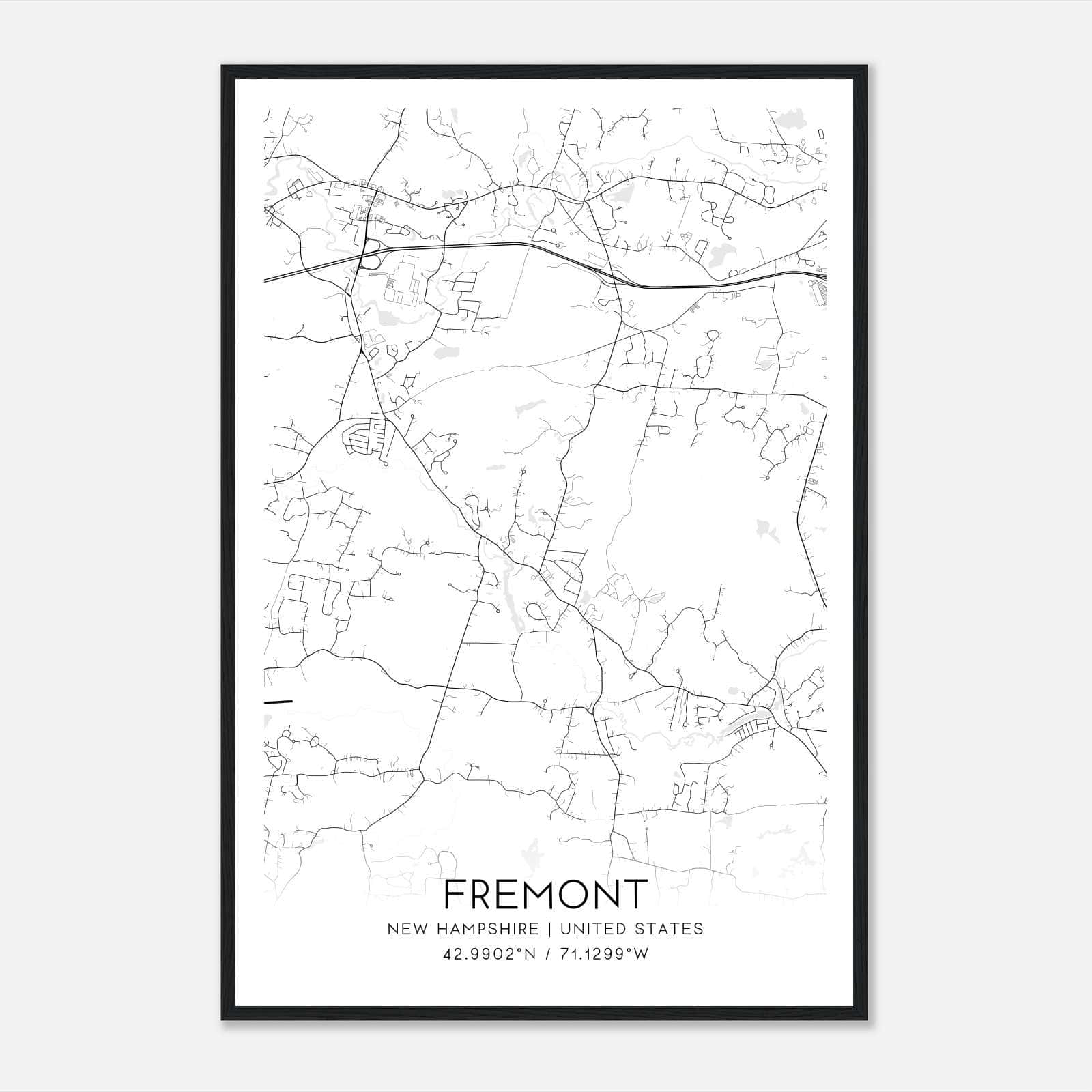 Fremont New Hampshire Map Poster, Modern Home Decor Wall Art Print Fremont New Hampshire Map Poster, Modern Home Decor Wall Art Print