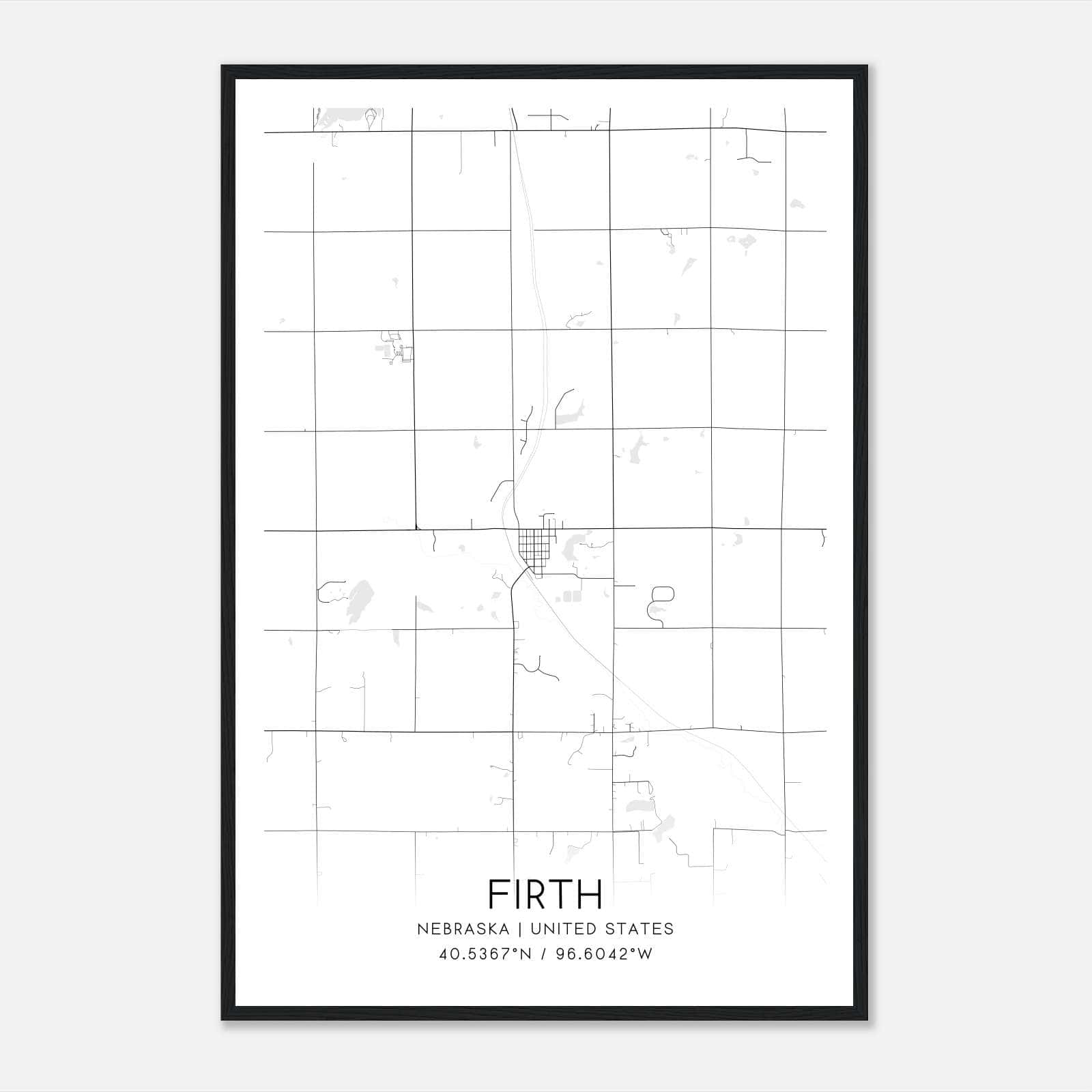 Firth Nebraska Map Poster, Modern Home Decor Wall Art Print Firth Nebraska Map Poster, Modern Home Decor Wall Art Print