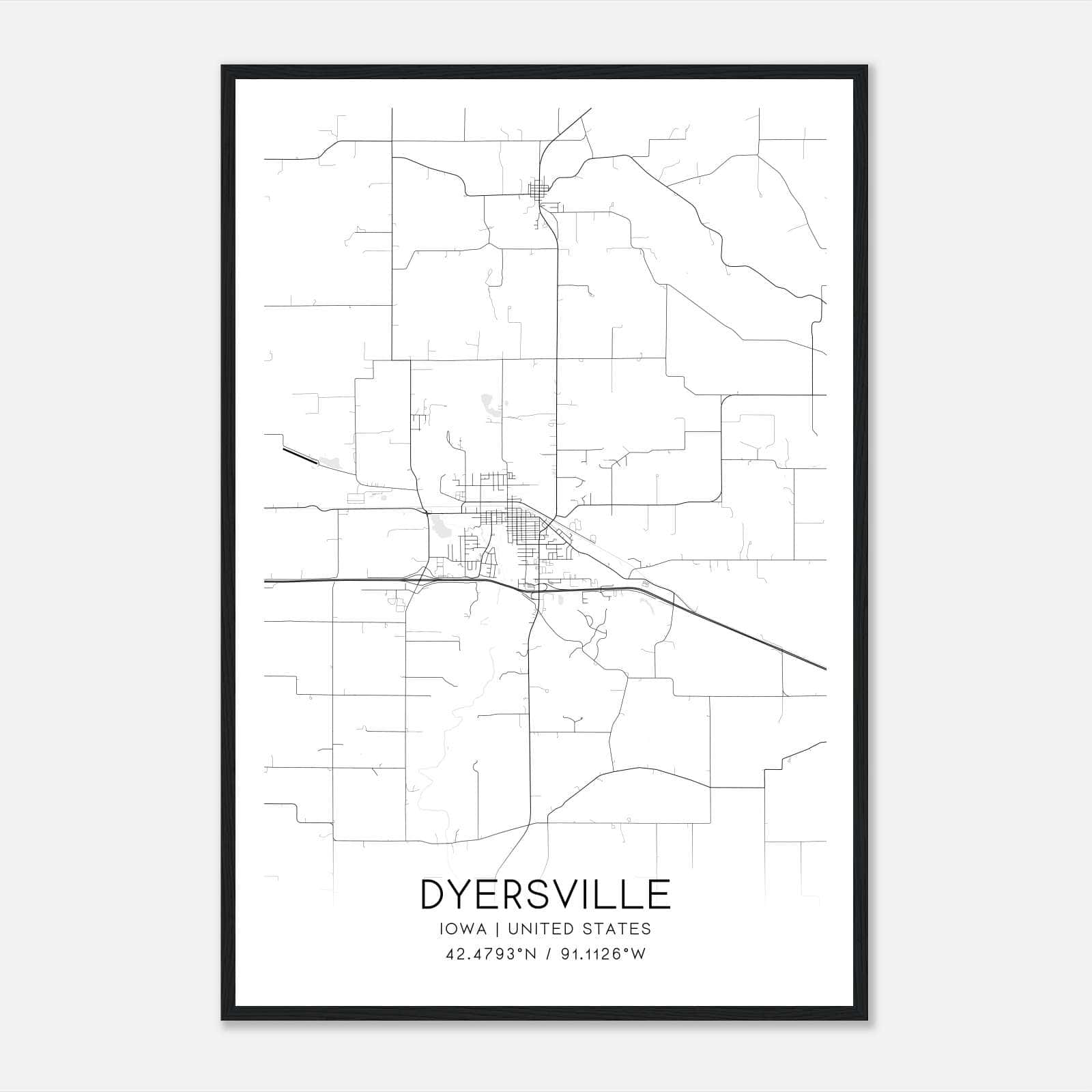 Dyersville Iowa Map Poster, Modern Home Decor Wall Art Print Dyersville Iowa Map Poster, Modern Home Decor Wall Art Print