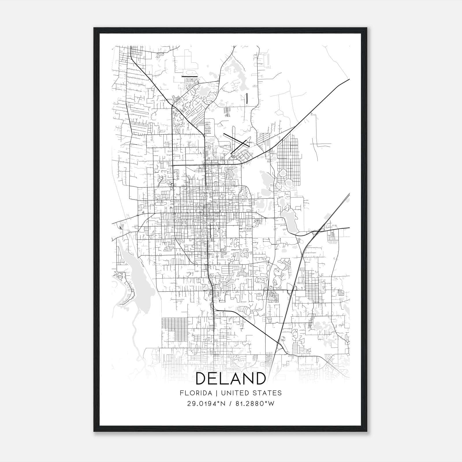 Deland Florida Map Poster, Modern Home Decor Wall Art Print Deland Florida Map Poster, Modern Home Decor Wall Art Print