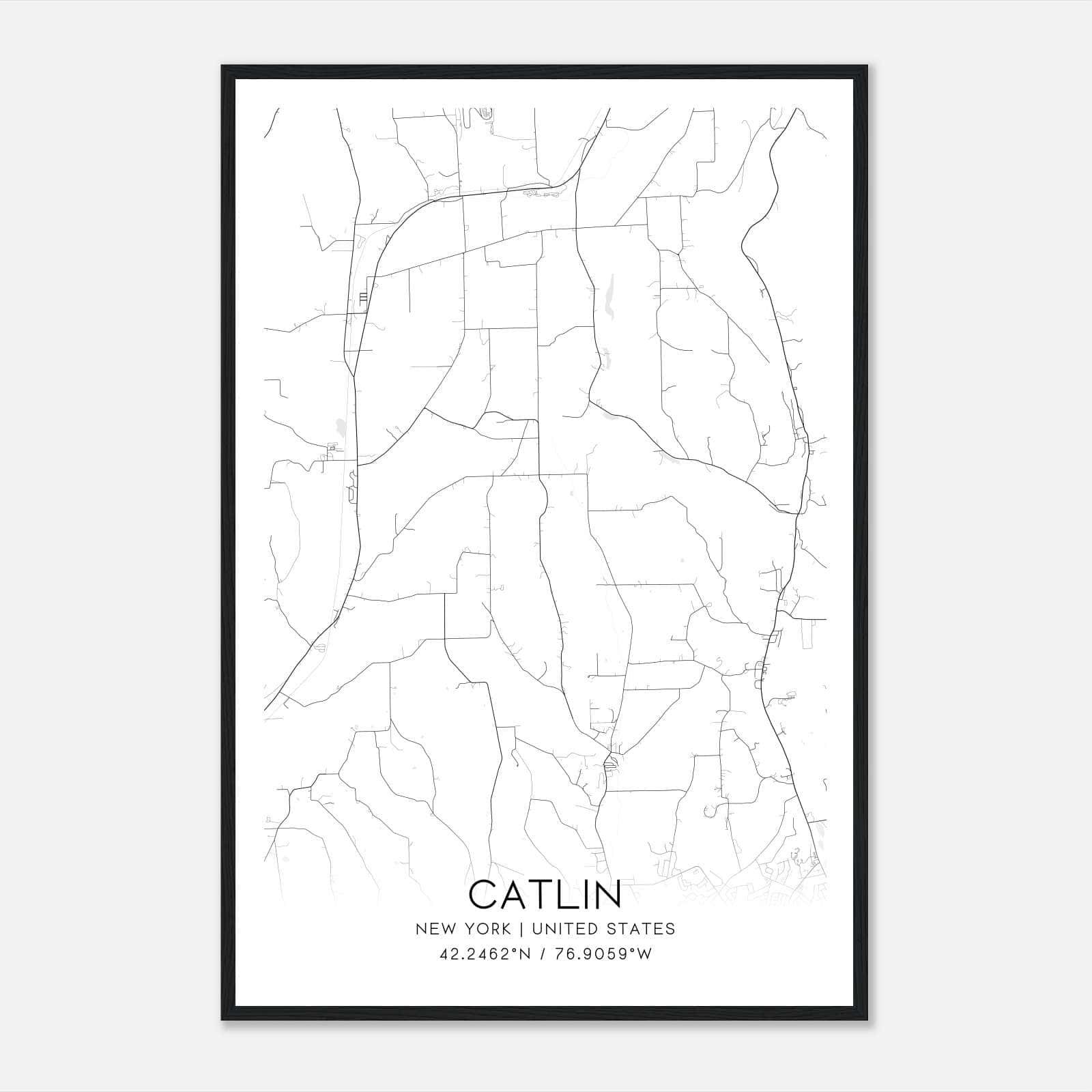 Catlin New York Map Poster, Modern Home Decor Wall Art Print Catlin New York Map Poster, Modern Home Decor Wall Art Print