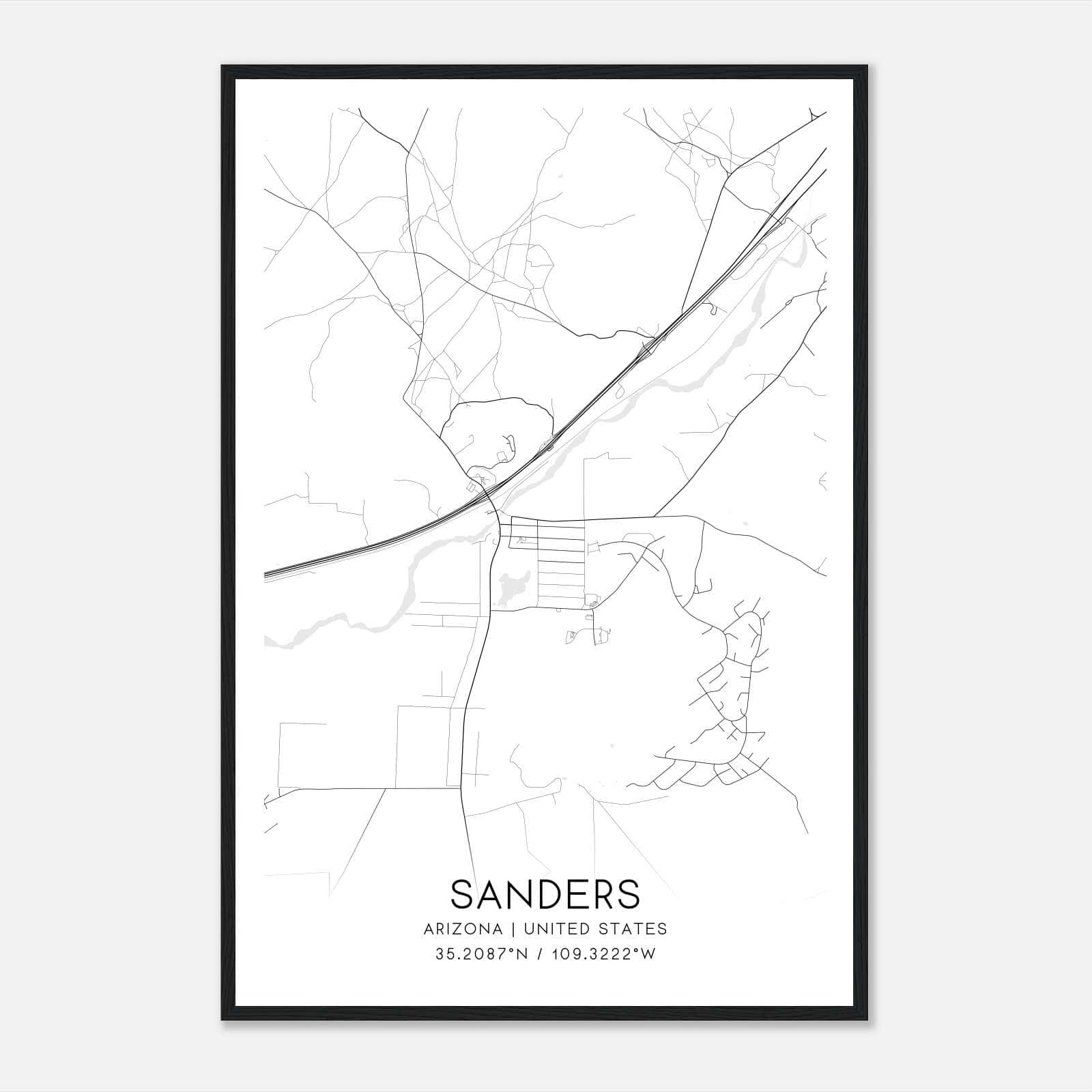 Sanders Arizona Map Poster, Modern Home Decor Wall Art Print Sanders Arizona Map Poster, Modern Home Decor Wall Art Print