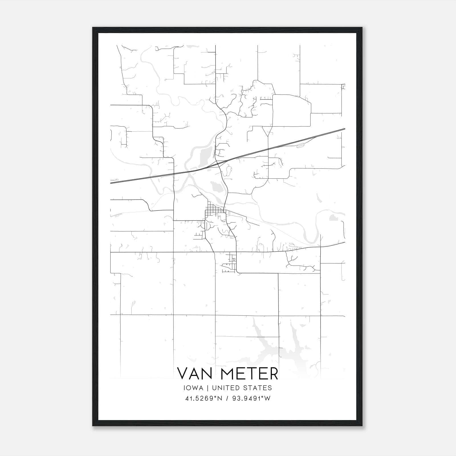 Van Meter Iowa Map Poster, Modern Home Decor Wall Art Print Van Meter Iowa Map Poster, Modern Home Decor Wall Art Print