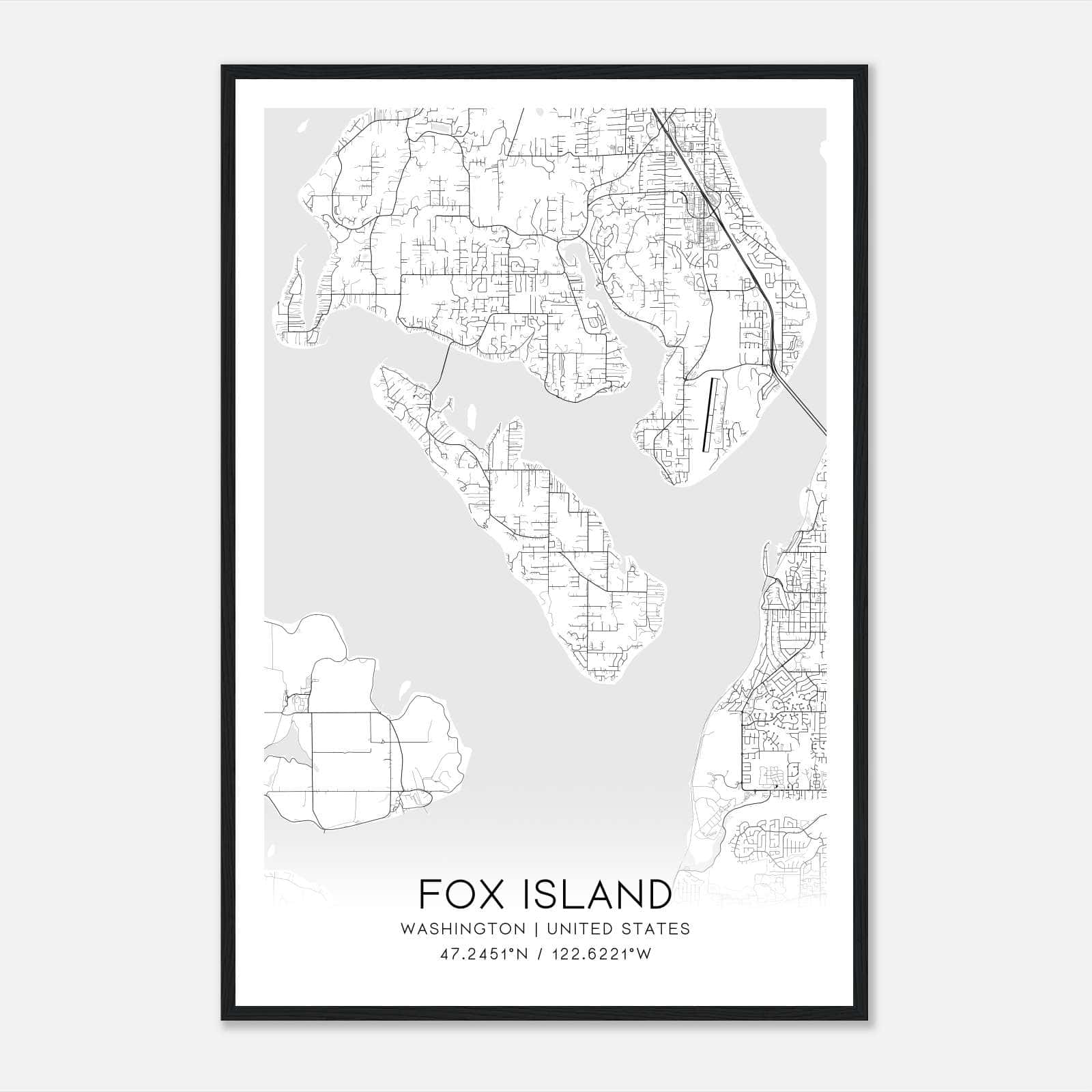 Fox Island Washington Map Poster, Modern Home Decor Wall Art Print Fox Island Washington Map Poster, Modern Home Decor Wall Art Print