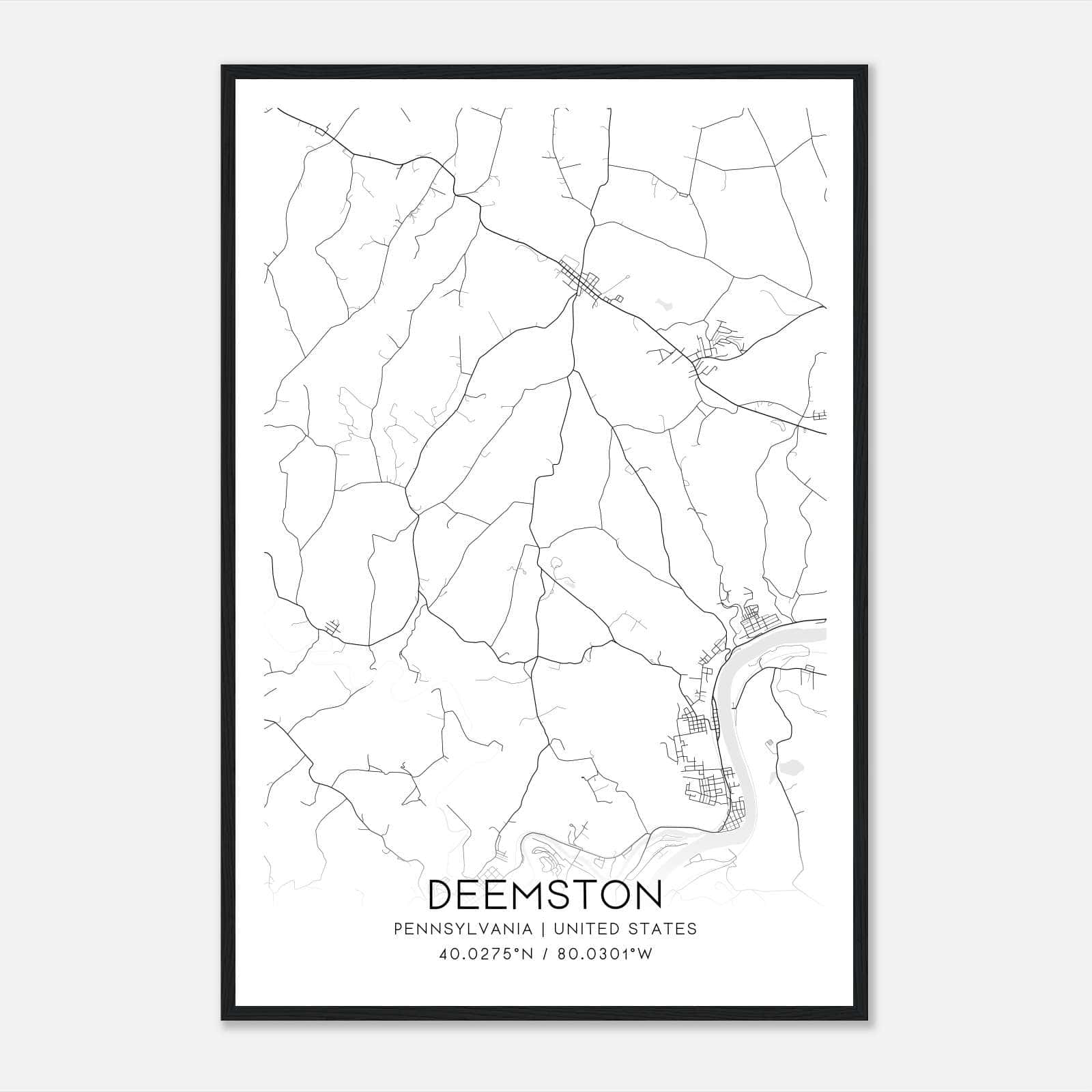Deemston Pennsylvania Map Poster, Modern Home Decor Wall Art Print Deemston Pennsylvania Map Poster, Modern Home Decor Wall Art Print