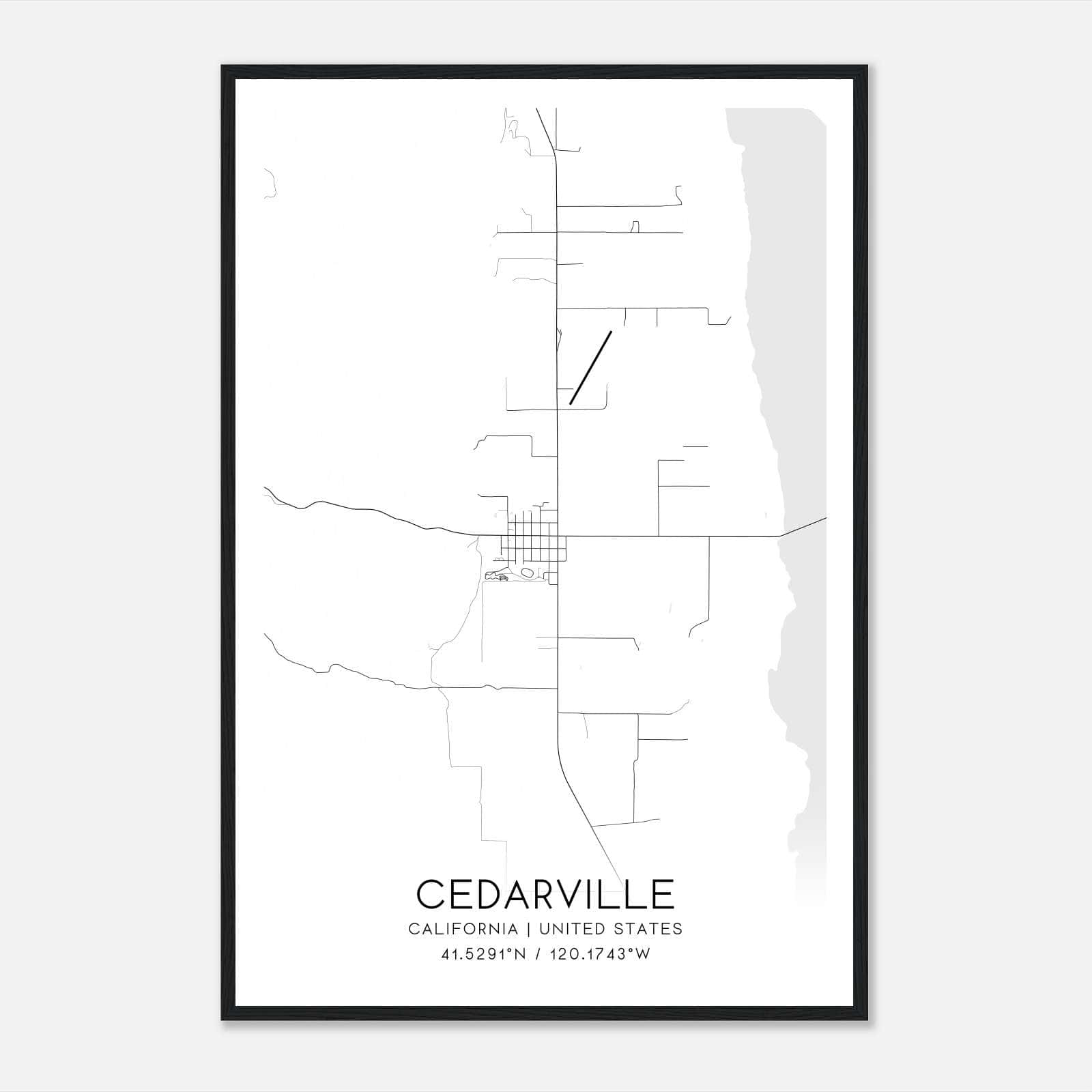 Cedarville California Map Poster, Modern Home Decor Wall Art Print Cedarville California Map Poster, Modern Home Decor Wall Art Print