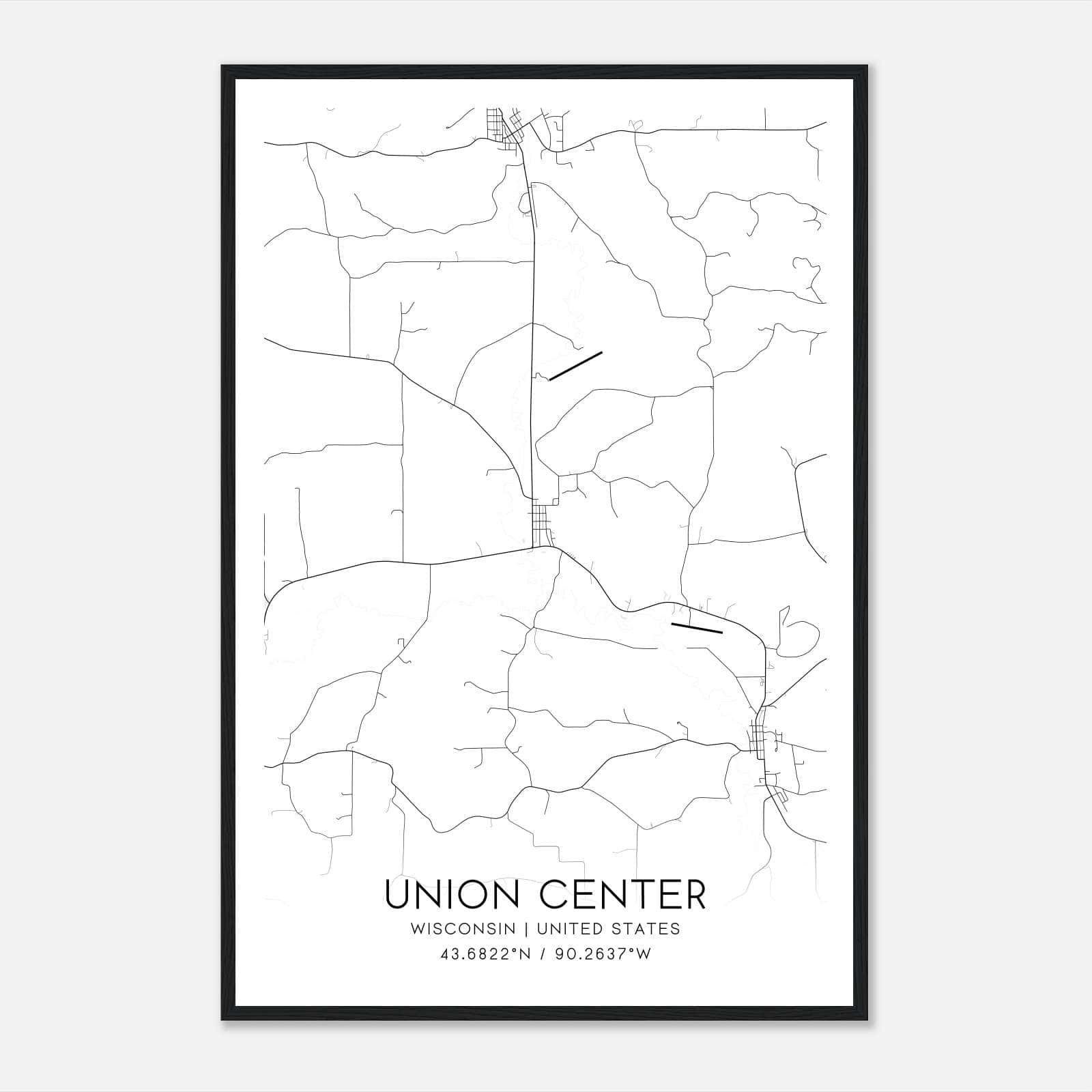 Union Center Wisconsin Map Poster, Modern Home Decor Wall Art Print Union Center Wisconsin Map Poster, Modern Home Decor Wall Art Print