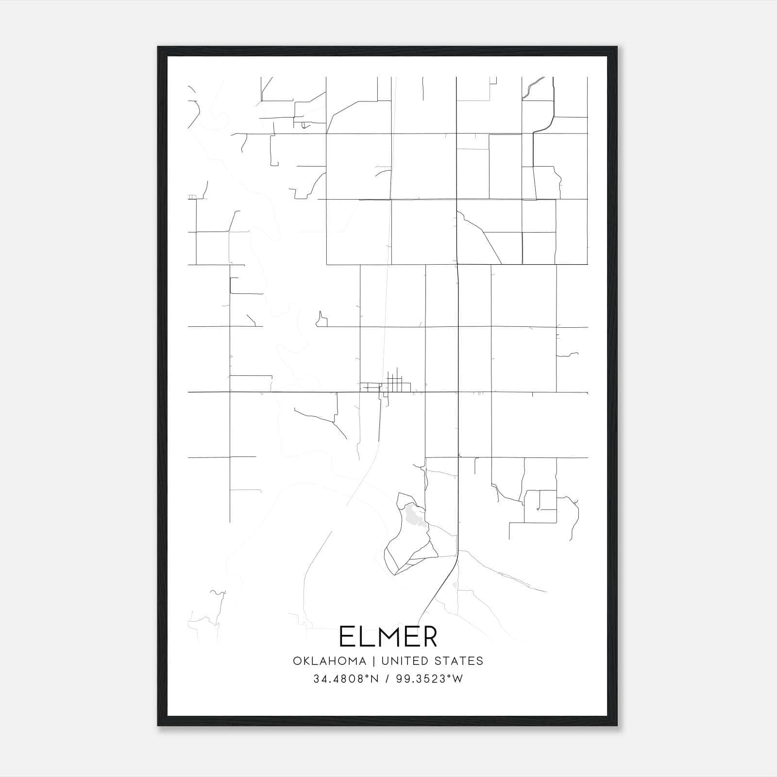 Elmer Oklahoma Map Poster, Modern Home Decor Wall Art Print Elmer Oklahoma Map Poster, Modern Home Decor Wall Art Print