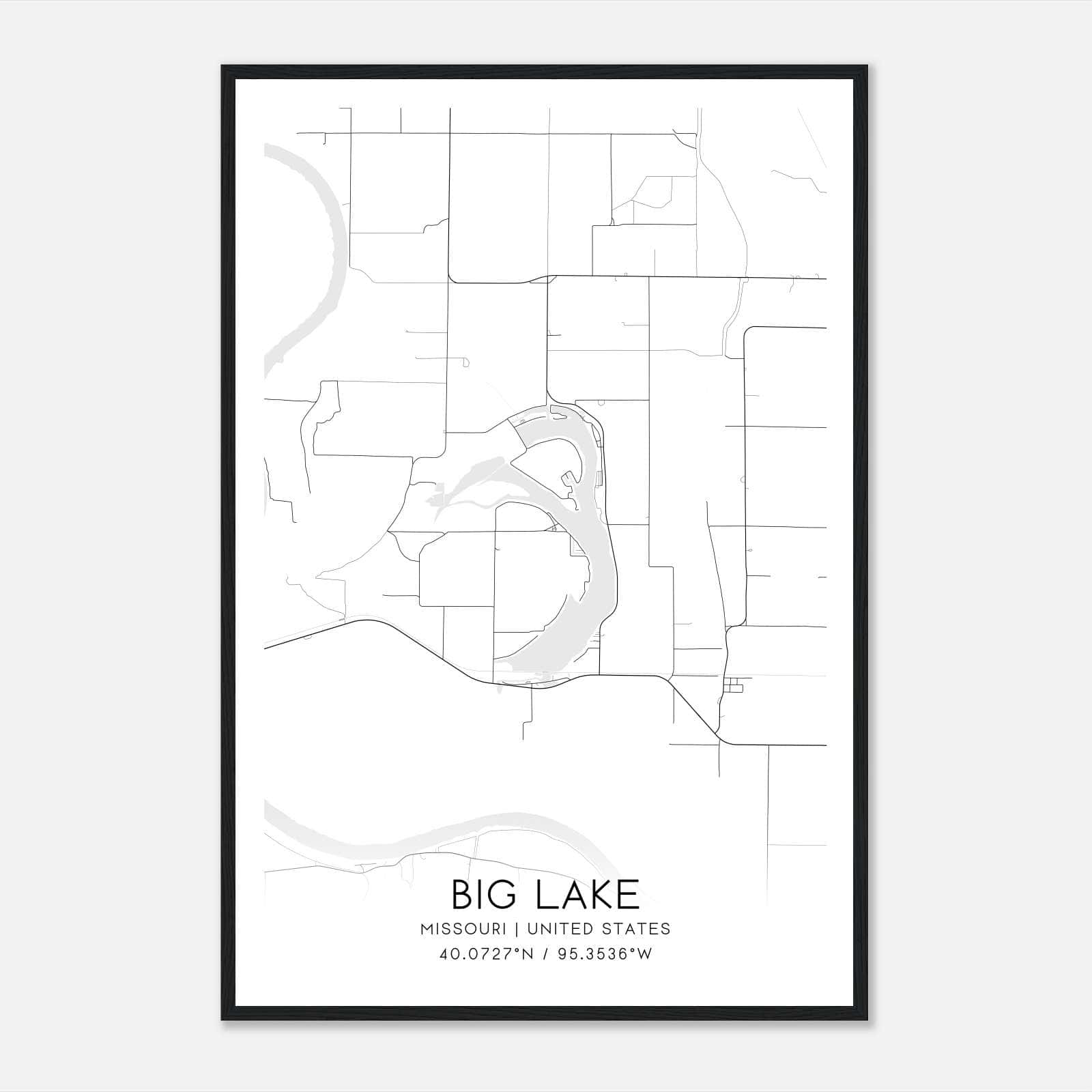 Big Lake Missouri Map Poster, Modern Home Decor Wall Art Print Big Lake Missouri Map Poster, Modern Home Decor Wall Art Print