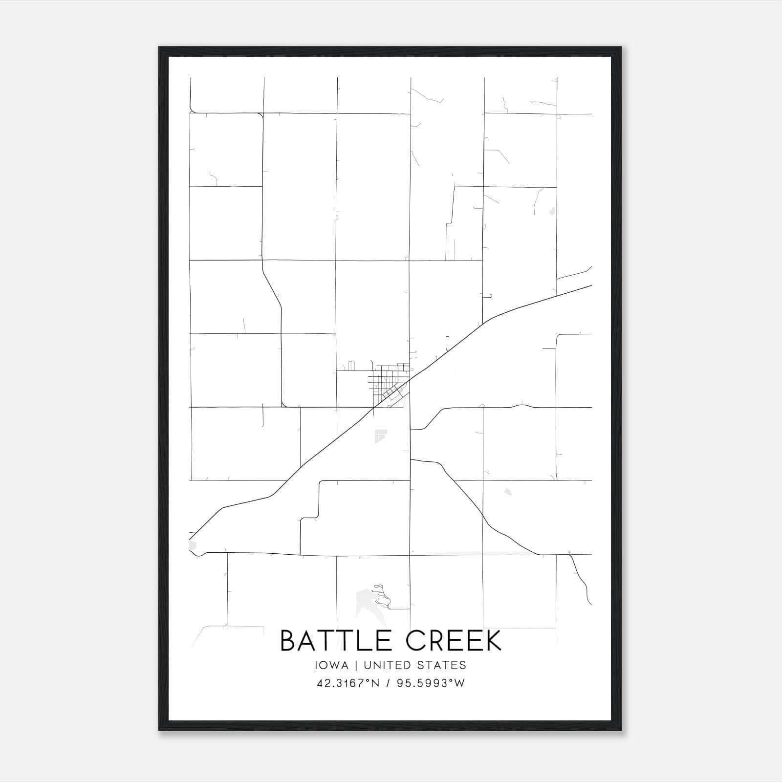 Battle Creek Iowa Map Poster, Modern Home Decor Wall Art Print Battle Creek Iowa Map Poster, Modern Home Decor Wall Art Print