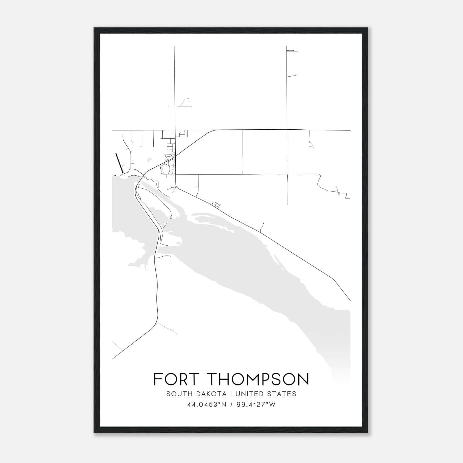 Fort Thompson South Dakota Map Poster, Modern Home Decor Wall Art Print Fort Thompson South Dakota Map Poster, Modern Home Decor Wall Art Print