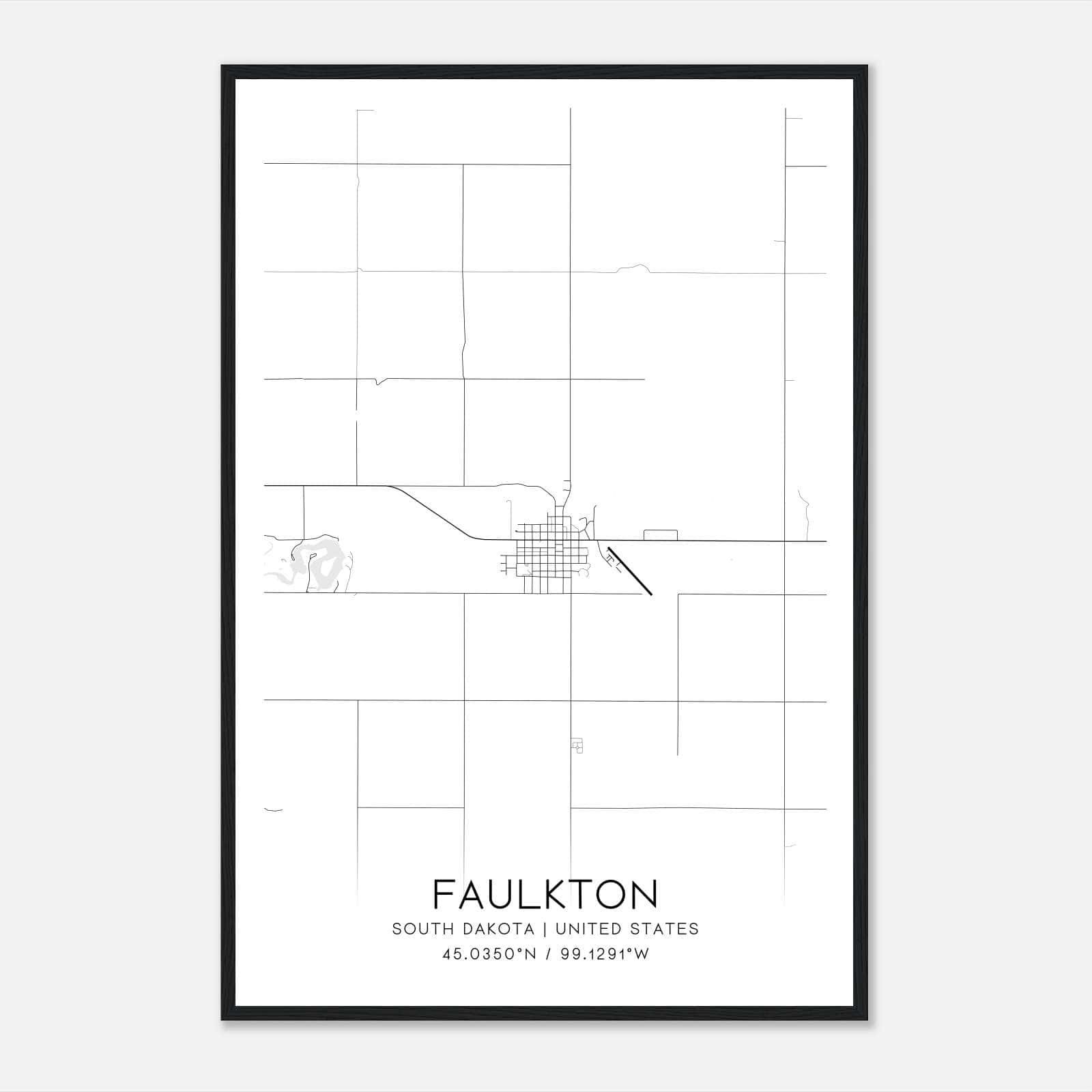 Faulkton South Dakota Map Poster, Modern Home Decor Wall Art Print Faulkton South Dakota Map Poster, Modern Home Decor Wall Art Print