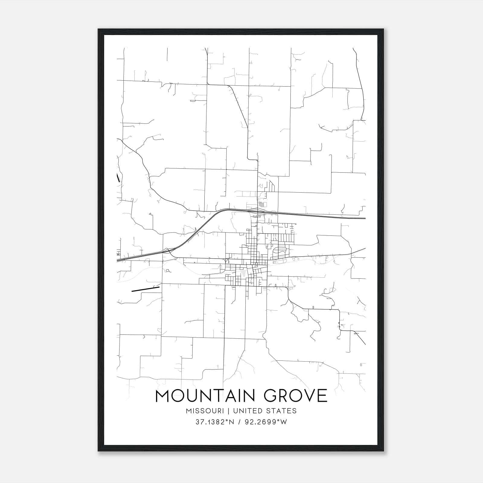 Mountain Grove Missouri Map Poster, Modern Home Decor Wall Art Print Mountain Grove Missouri Map Poster, Modern Home Decor Wall Art Print