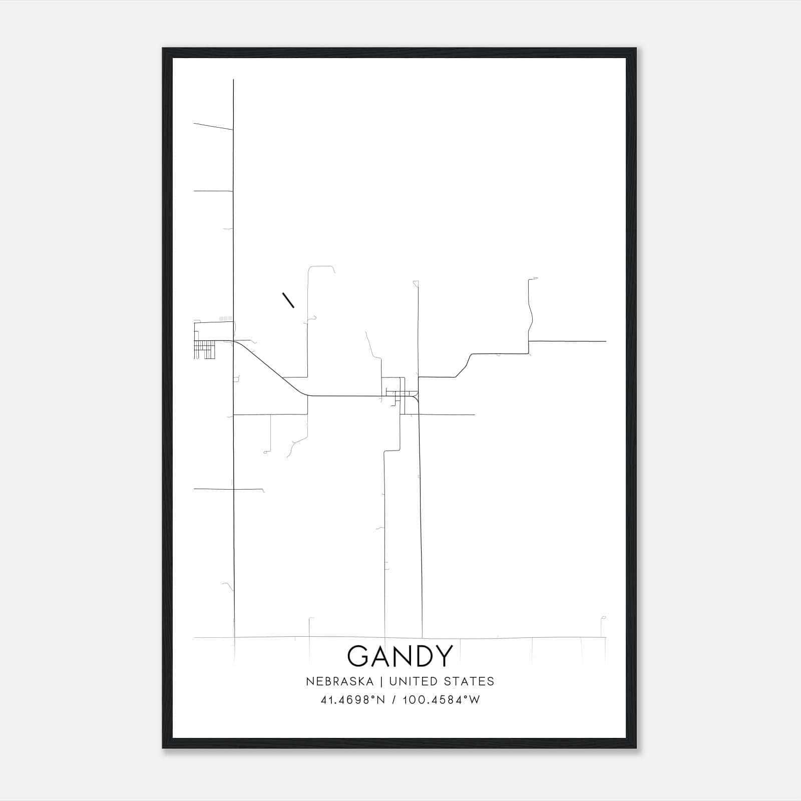 Gandy Nebraska Map Poster, Modern Home Decor Wall Art Print Gandy Nebraska Map Poster, Modern Home Decor Wall Art Print