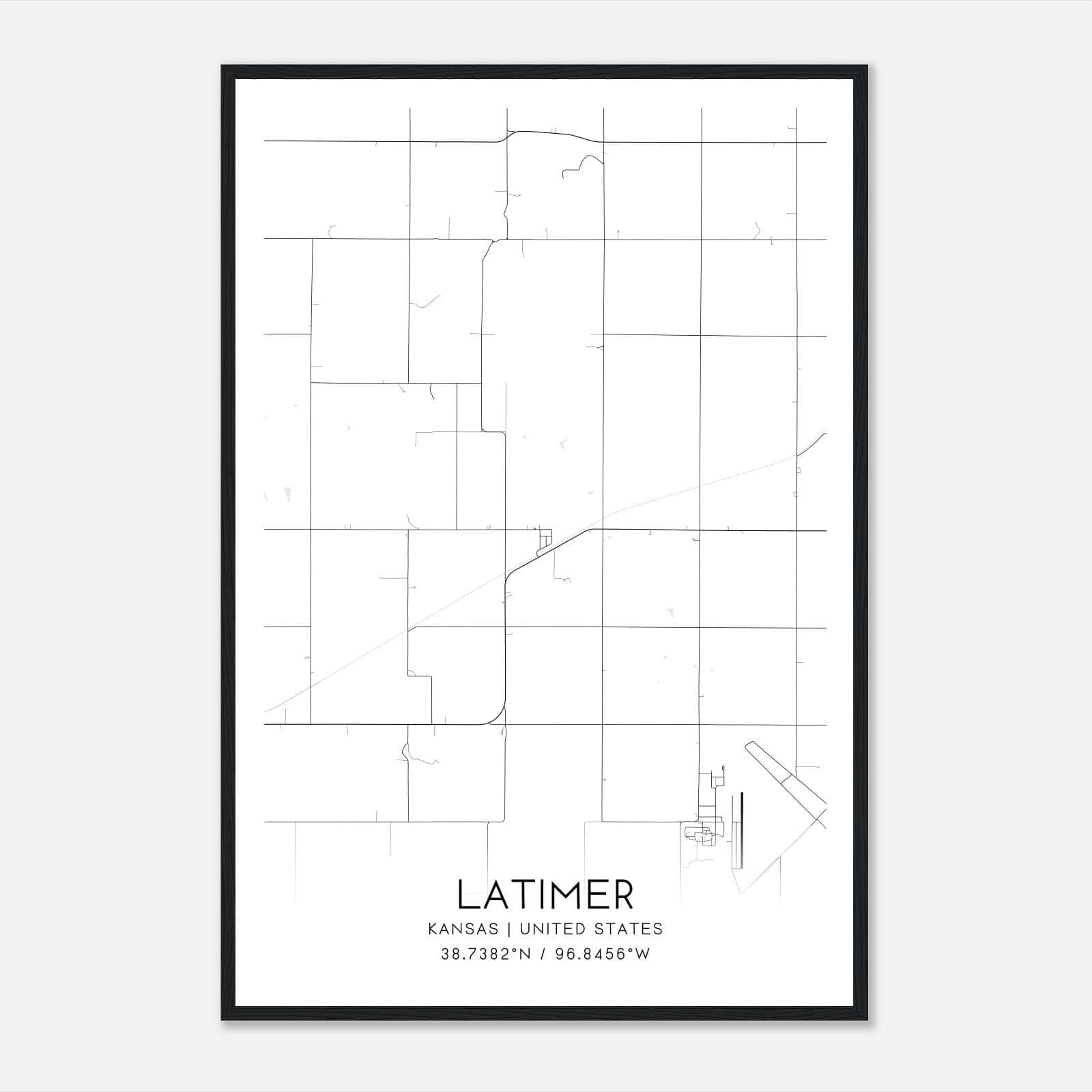 Latimer Kansas Map Poster, Modern Home Decor Wall Art Print Latimer Kansas Map Poster, Modern Home Decor Wall Art Print