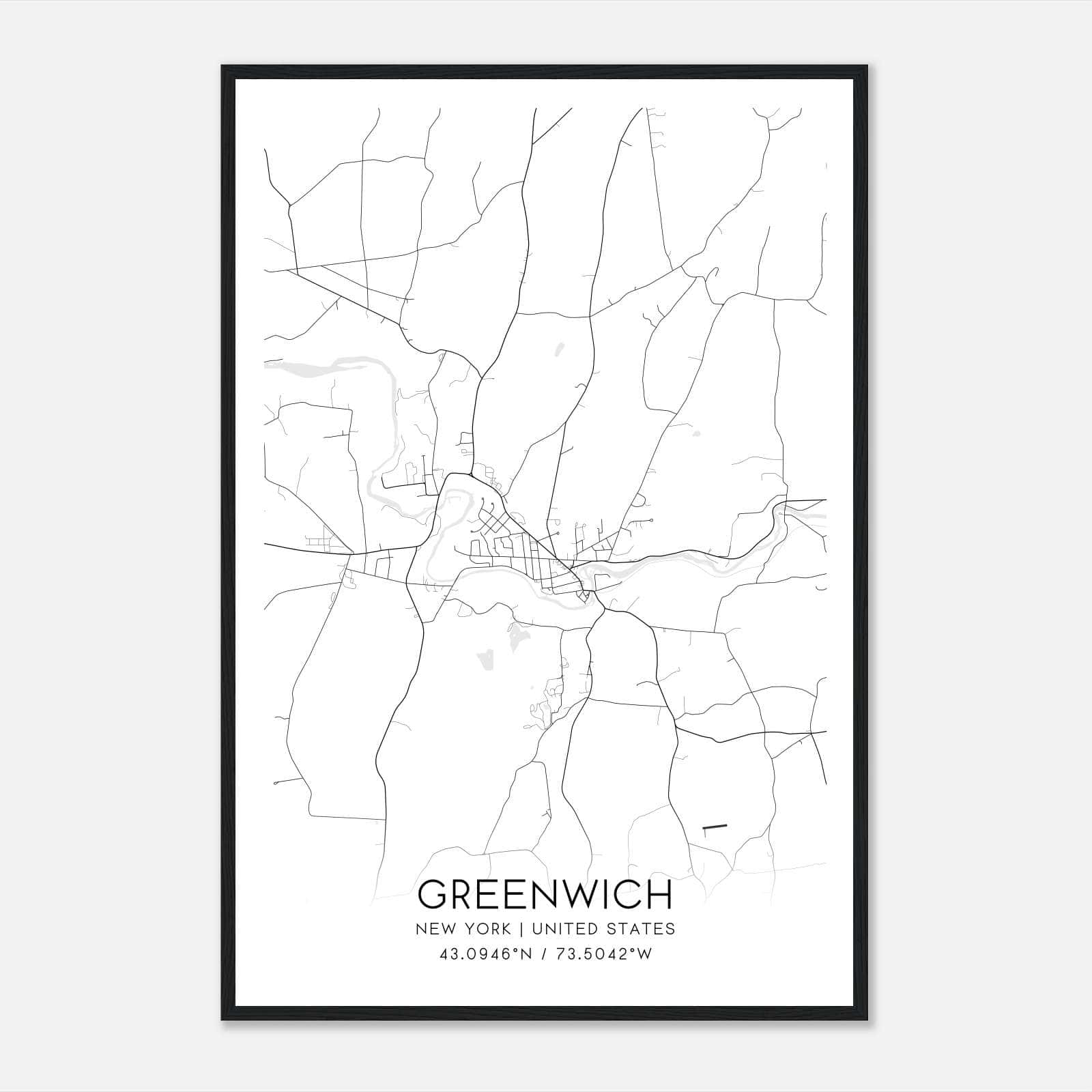 Greenwich New York Map Poster, Modern Home Decor Wall Art Print Greenwich New York Map Poster, Modern Home Decor Wall Art Print