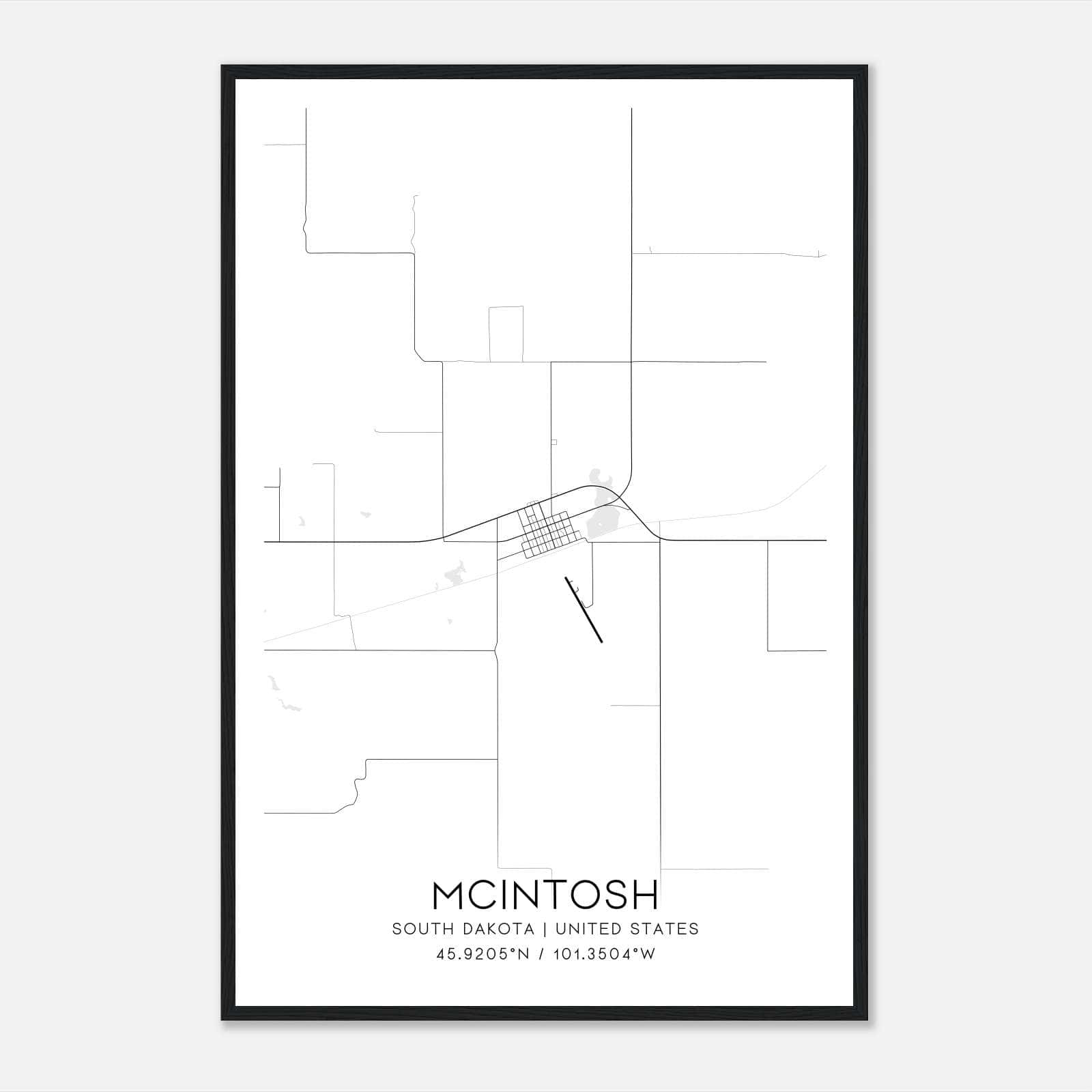 Mcintosh South Dakota Map Poster, Modern Home Decor Wall Art Print Mcintosh South Dakota Map Poster, Modern Home Decor Wall Art Print