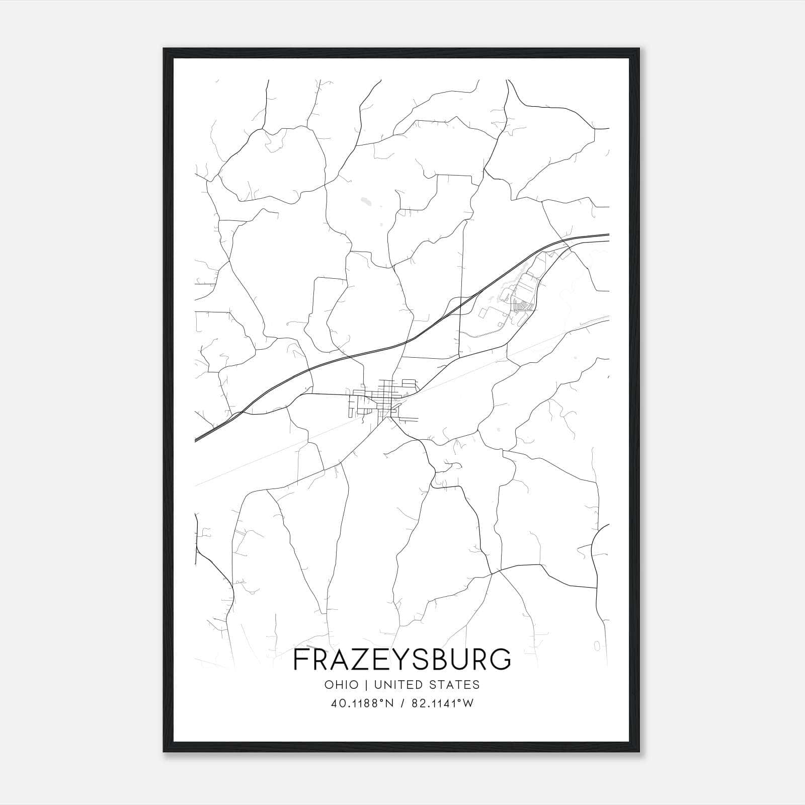 Frazeysburg Ohio Map Poster, Modern Home Decor Wall Art Print Frazeysburg Ohio Map Poster, Modern Home Decor Wall Art Print