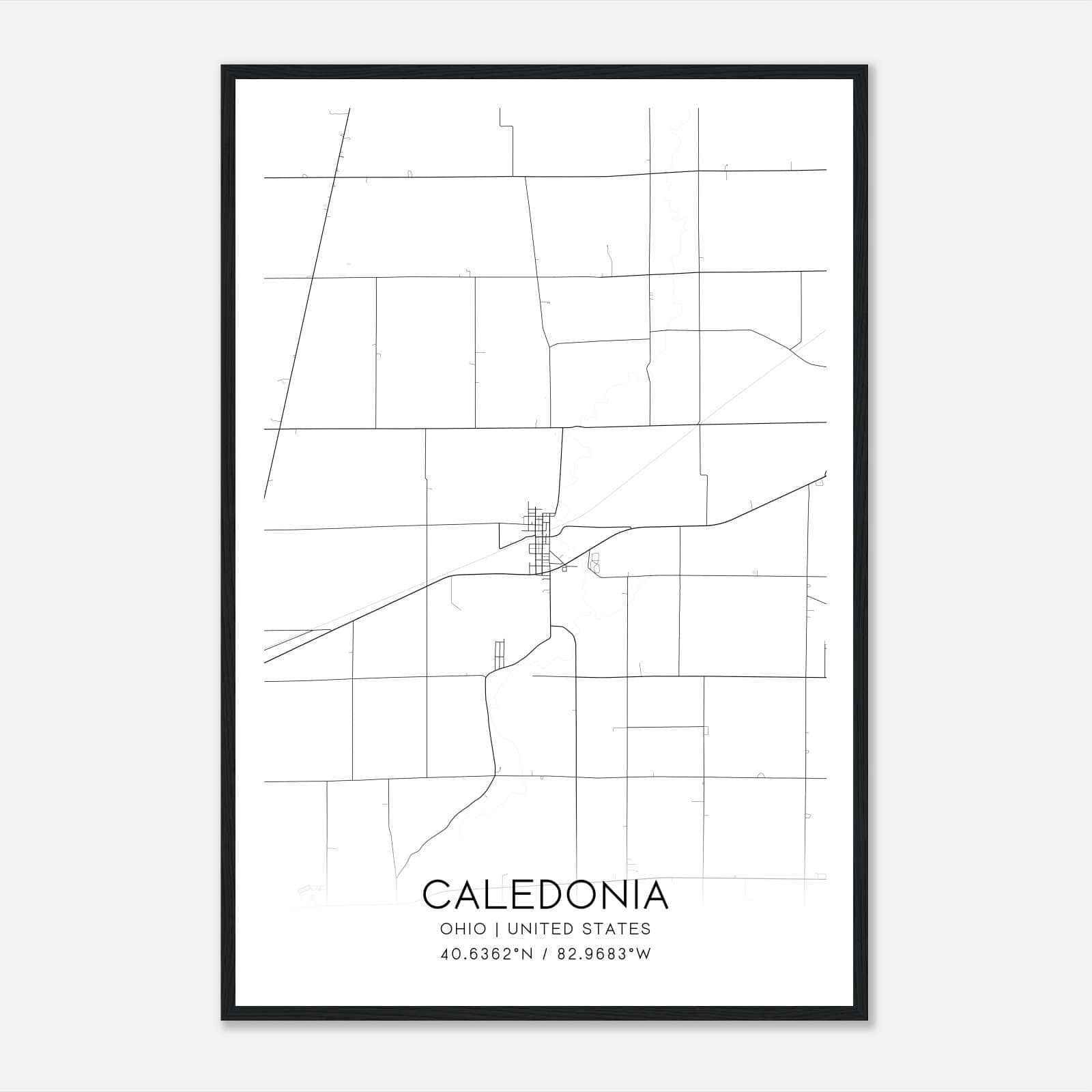 Caledonia Ohio Map Poster, Modern Home Decor Wall Art Print Caledonia Ohio Map Poster, Modern Home Decor Wall Art Print
