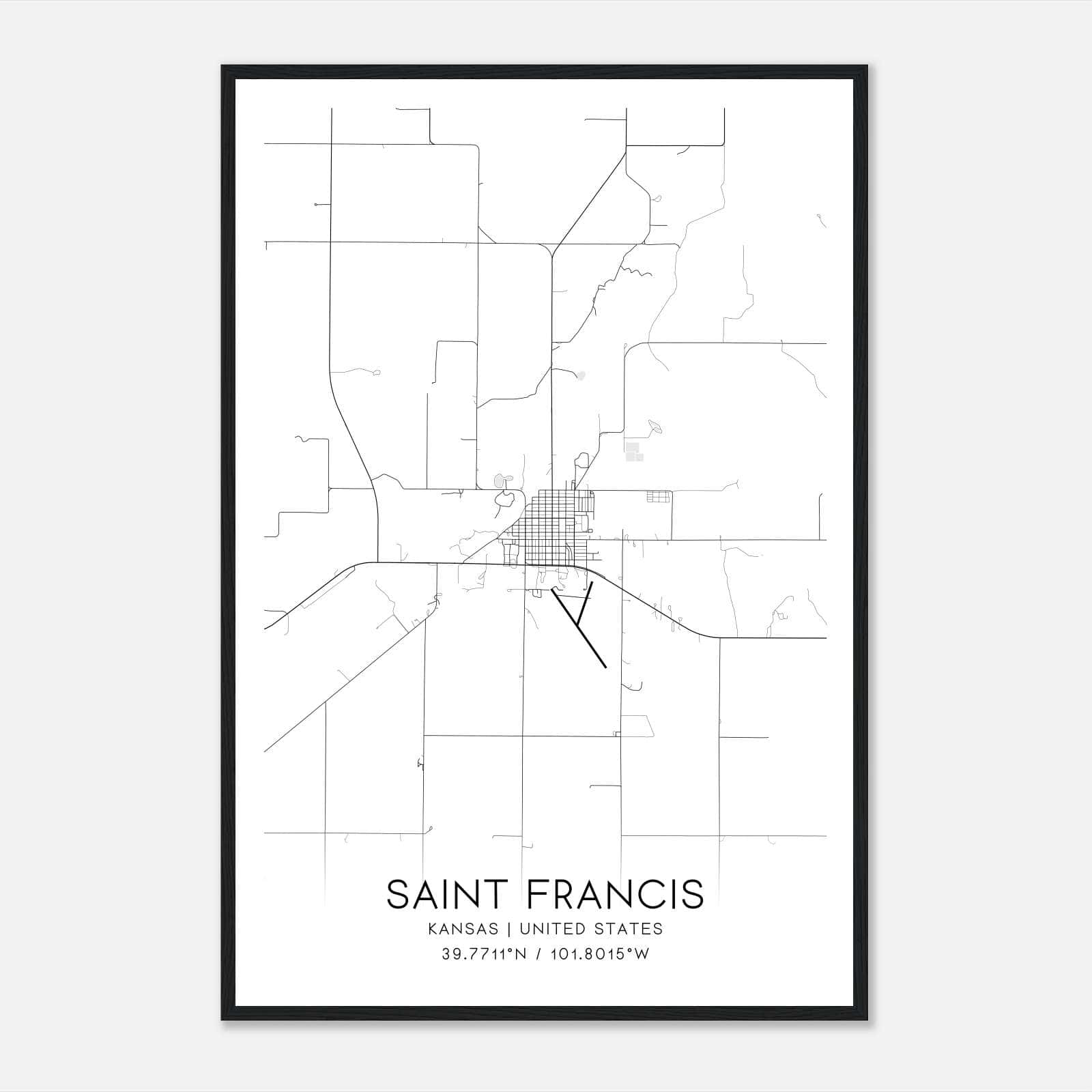 Saint Francis Kansas Map Poster, Modern Home Decor Wall Art Print Saint Francis Kansas Map Poster, Modern Home Decor Wall Art Print