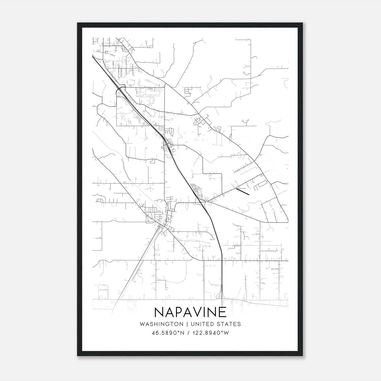 Napavine Washington Map Poster, Modern Home Decor Wall Art Print Napavine Washington Map Poster, Modern Home Decor Wall Art Print