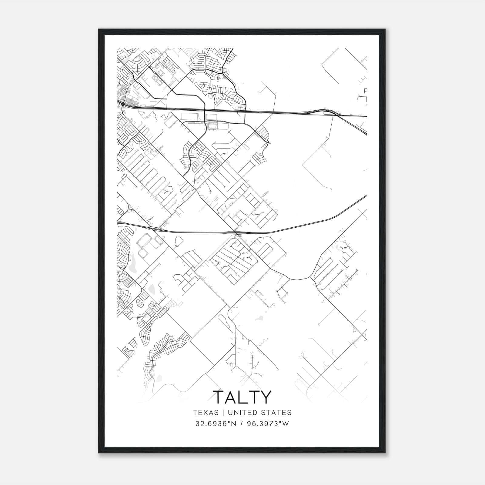 Talty Texas Map Poster, Modern Home Decor Wall Art Print Talty Texas Map Poster, Modern Home Decor Wall Art Print