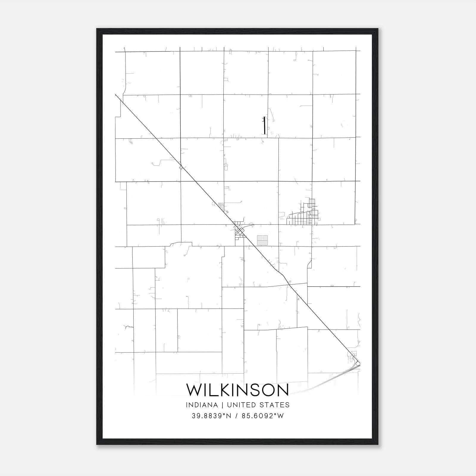 Wilkinson Indiana Map Poster, Modern Home Decor Wall Art Print Wilkinson Indiana Map Poster, Modern Home Decor Wall Art Print