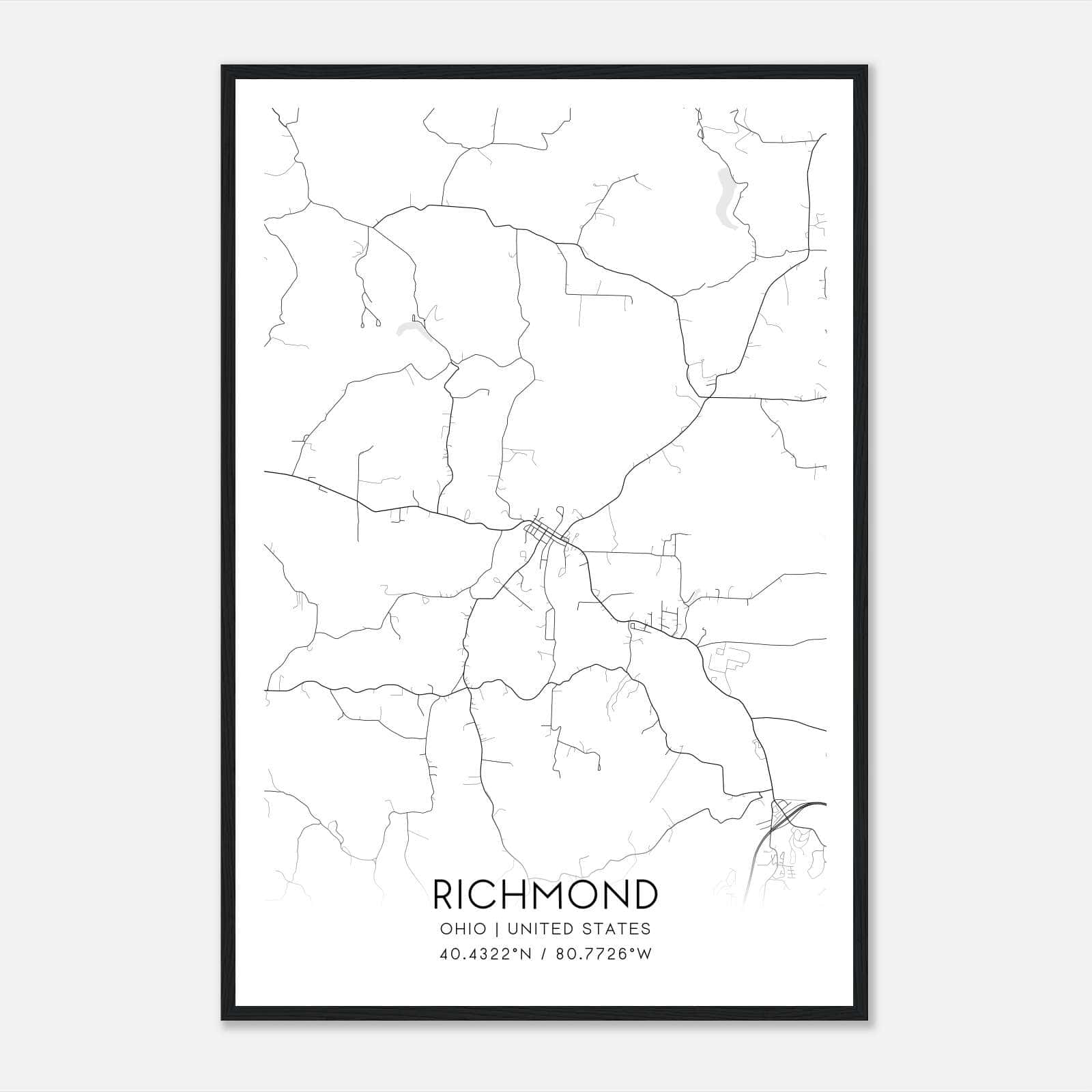 Richmond Ohio Map Poster, Modern Home Decor Wall Art Print Richmond Ohio Map Poster, Modern Home Decor Wall Art Print